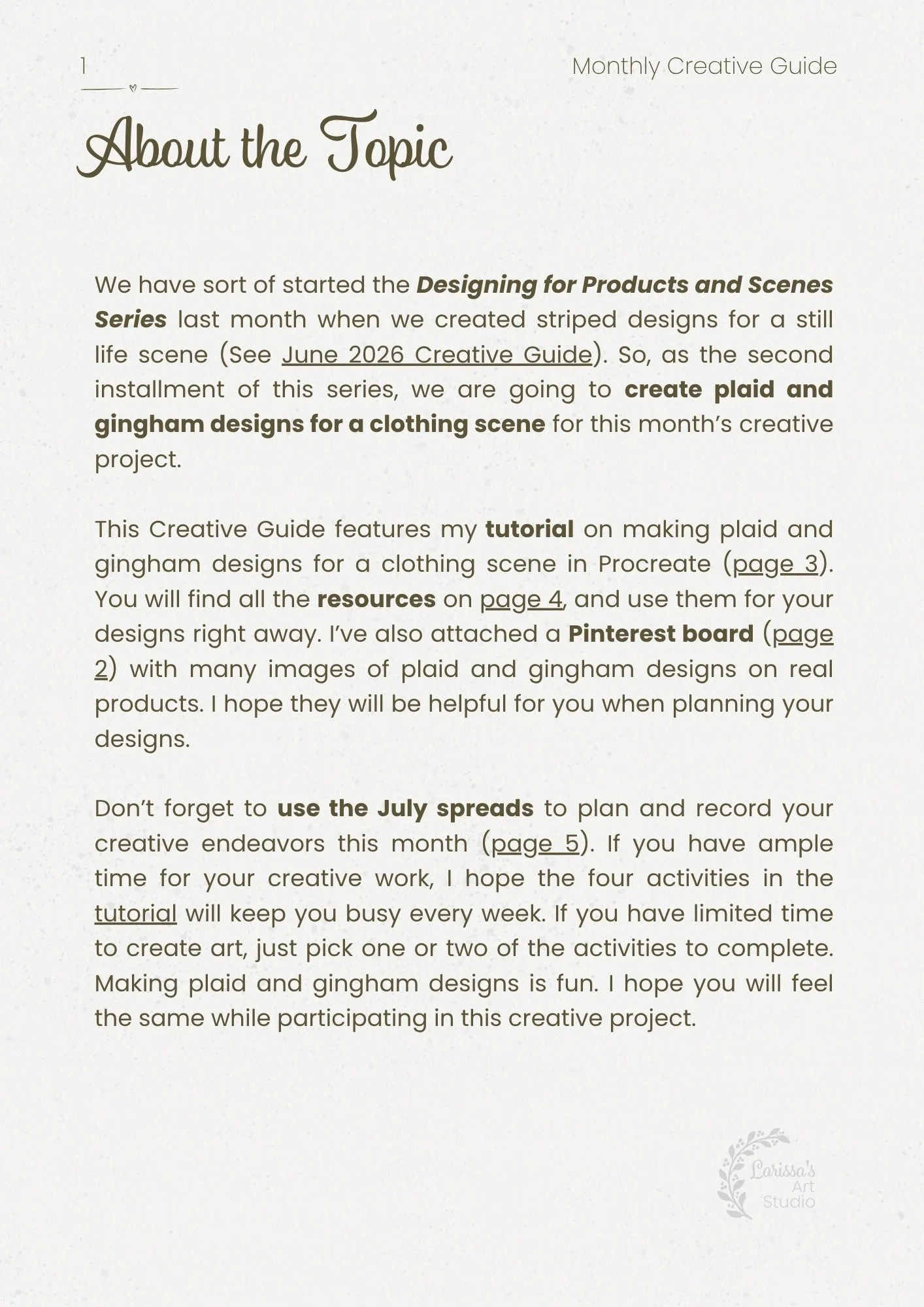 Jul 26 - Creative Guide - Plaid Gingham Designs - Topic Summary