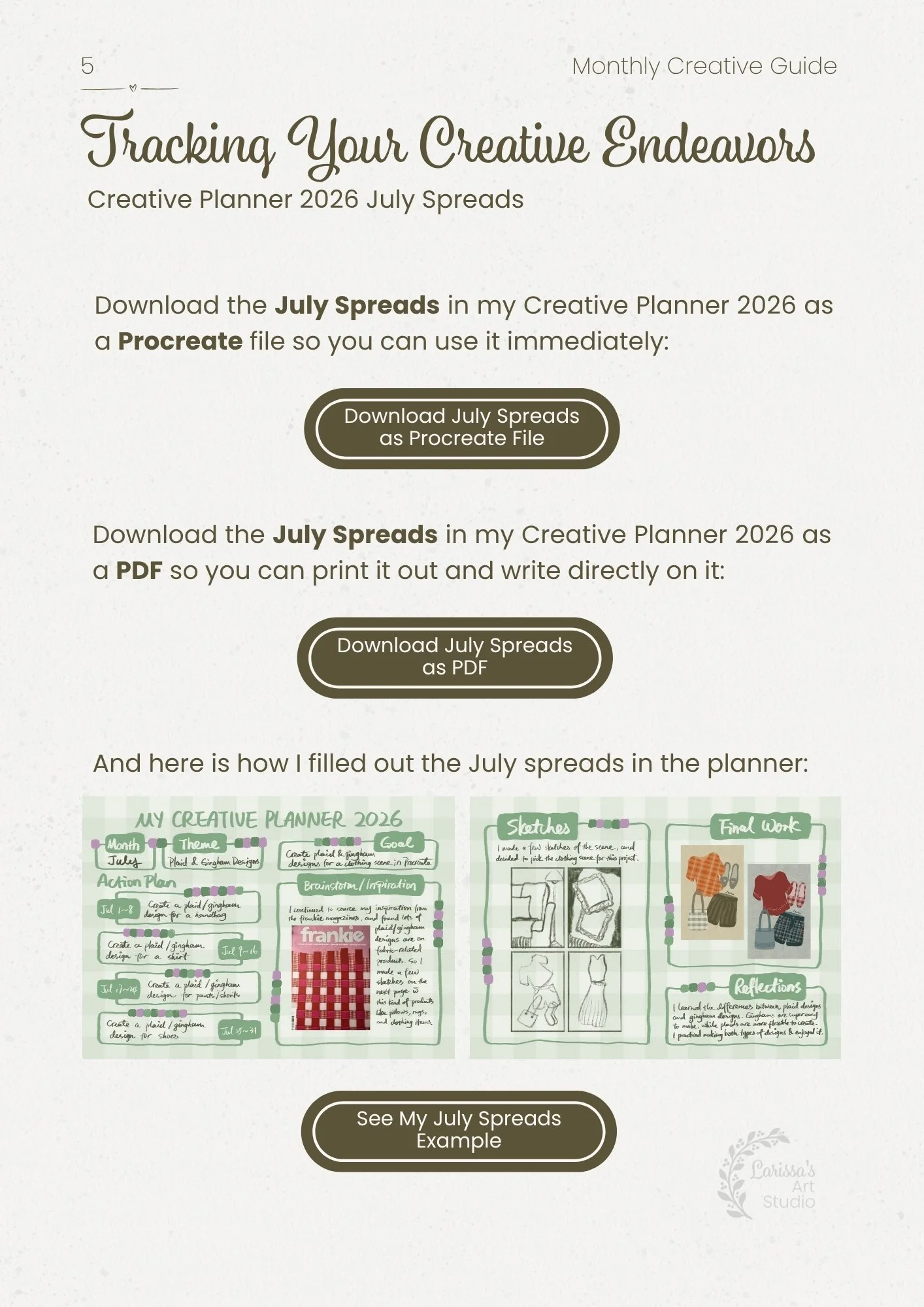 Jul 26 - Creative Guide - Plaid Gingham Designs - Tracking Efforts Jul Spreads