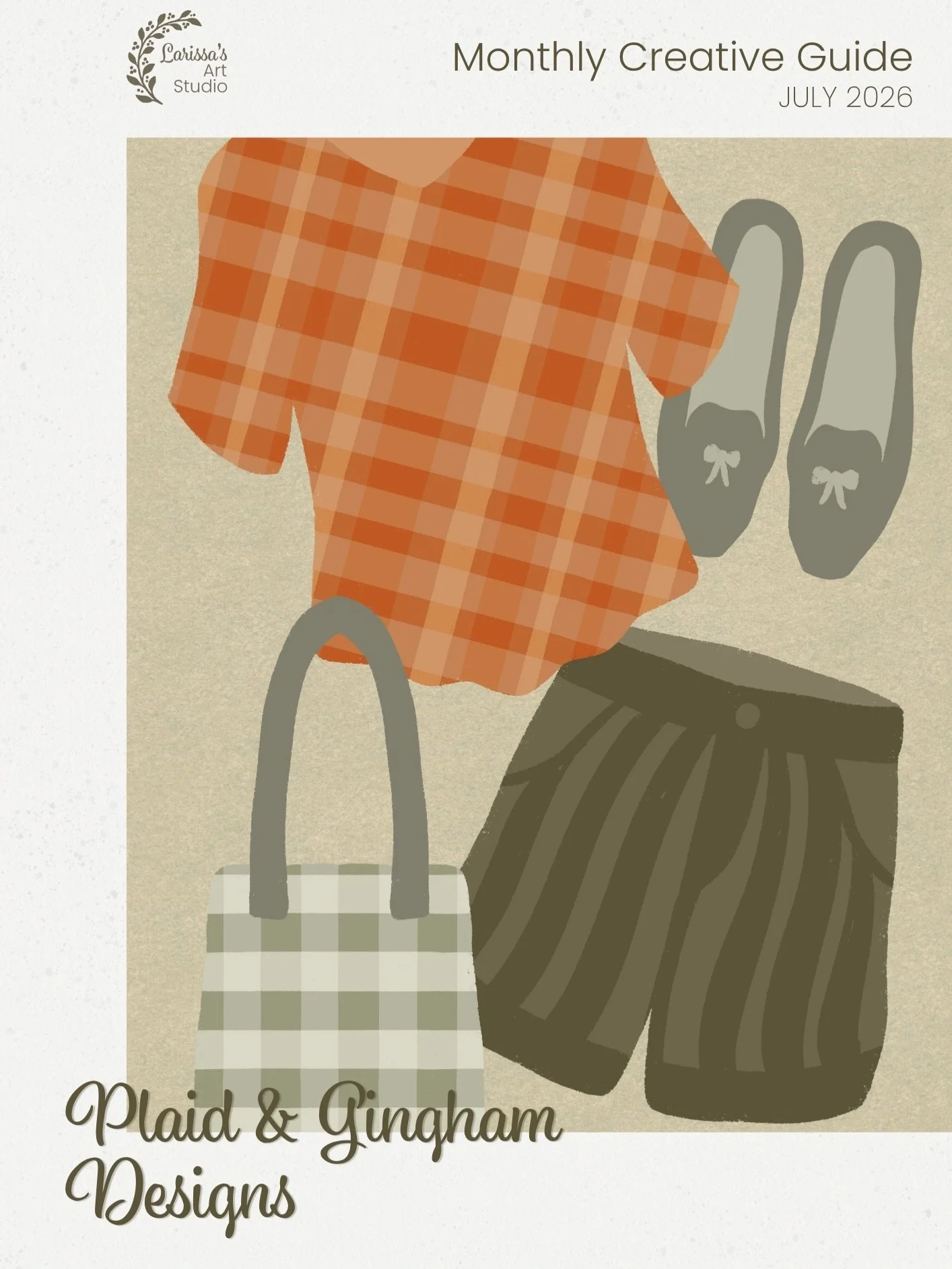 My July 2026 Creative Guide is about making plaid and gingham designs for clothing items. You will find all the resources you need to start creating your own plaid and gingham designs in this document. Head to my bio site under &ldquo;Creative Guides