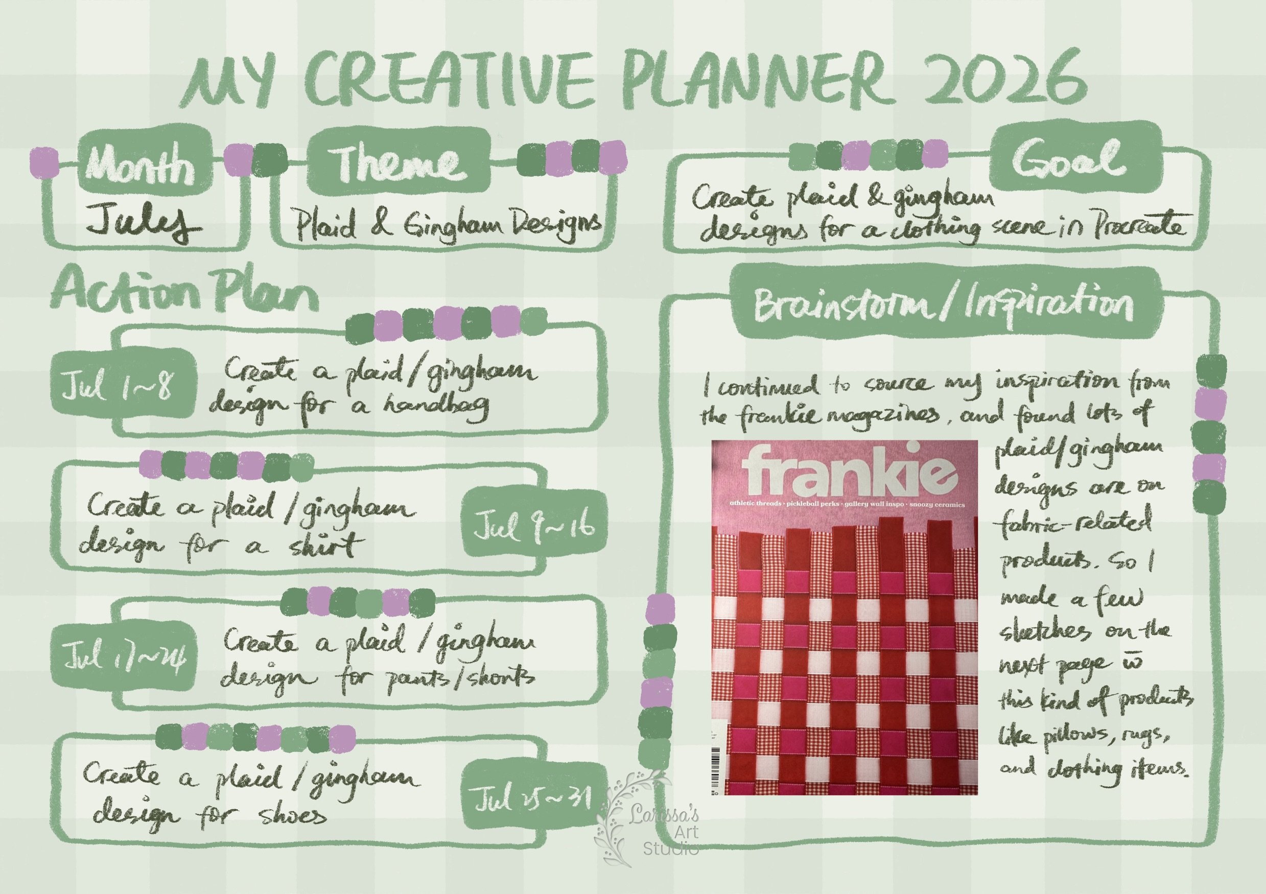 Filling out the July spreads in my creative planner.