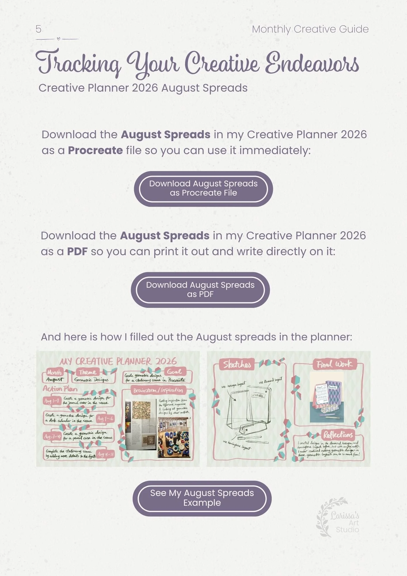 Aug 26 - Creative Guide - Geometric Designs - Tracking Efforts Aug Spreads