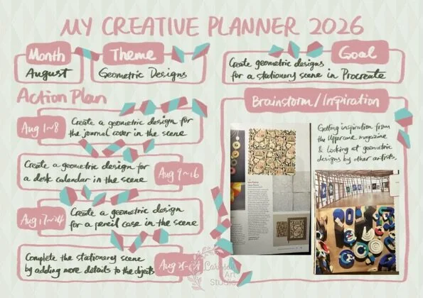 Filling out the August spreads in my creative planner.