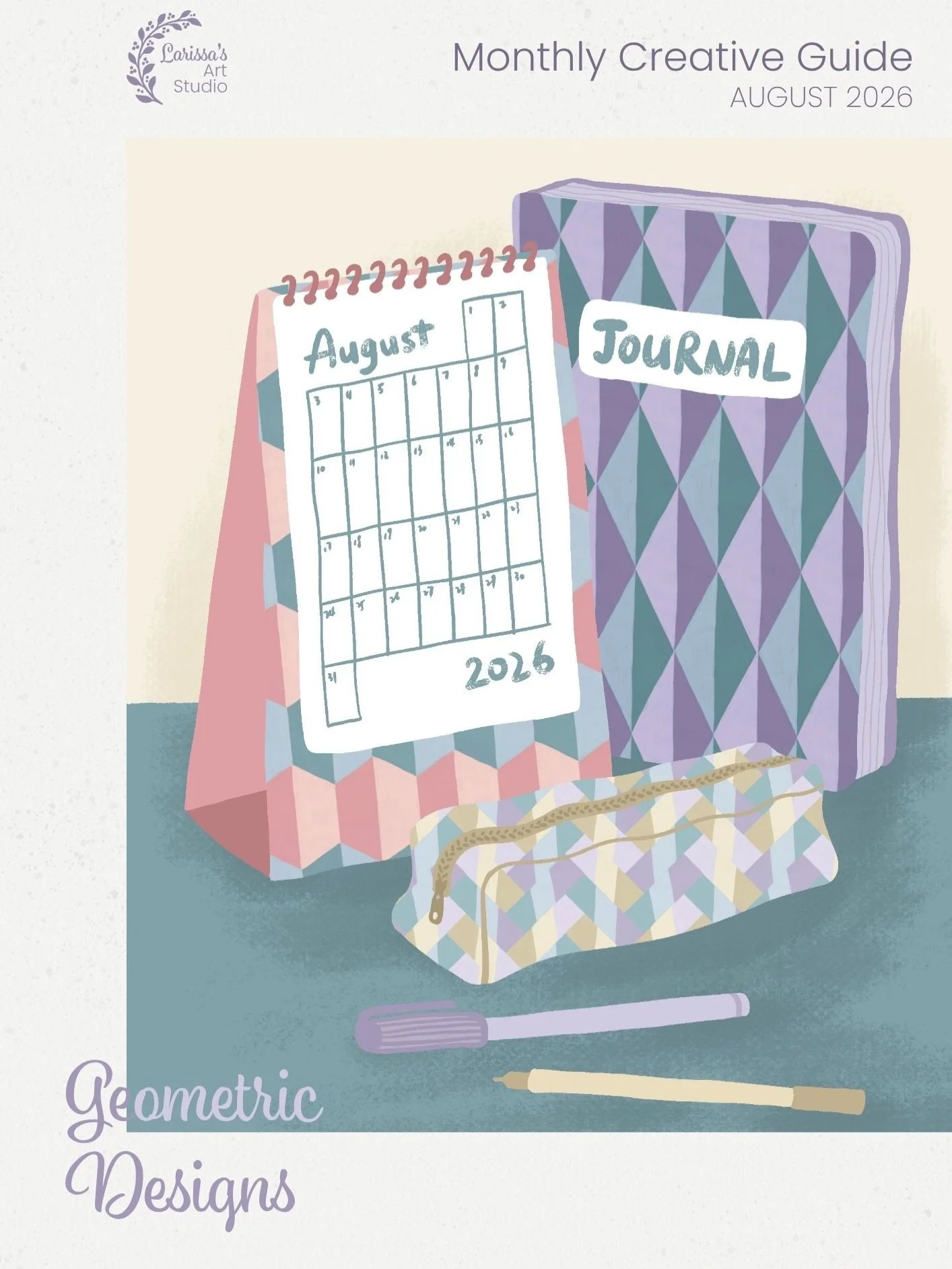 My August 2026 Creative Guide is about creating geometric designs for stationery. You will find all the resources you need to start making your own geometric designs in this document. Head to my bio site under &ldquo;Creative Guides&rdquo; (link in b