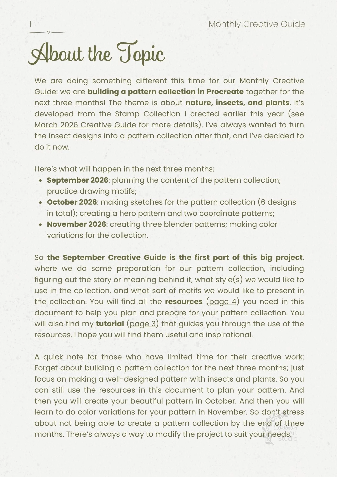 Sep 26 - Creative Guide - Tranquil Garden Pattern Collection Part 1 - Topic Summary