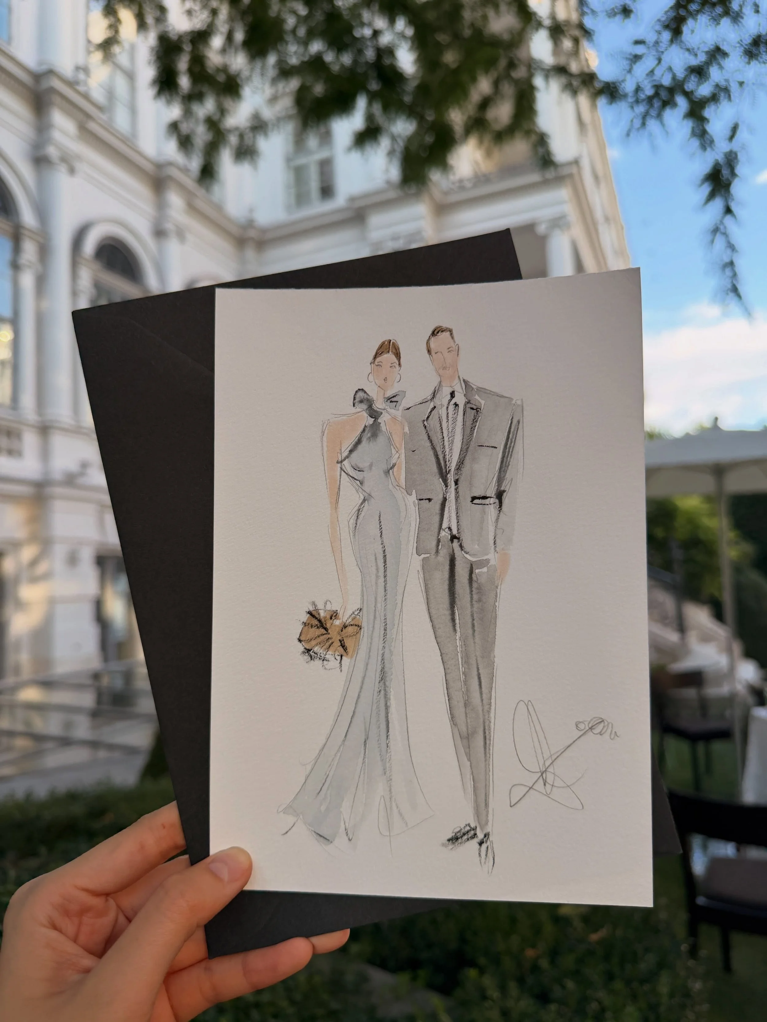 K&amp;N tied their knot at the beautiful and newly renovated @palaiscoburg 🩵

Planner @makeithappenevents.at 
Photo @ivoryrose.photography 
Flowers @ilvirasblumen 
Live illustration @byviolali 
Stationery @nani_and_paul 
Cake @zuckerbaeckerinbackt 
