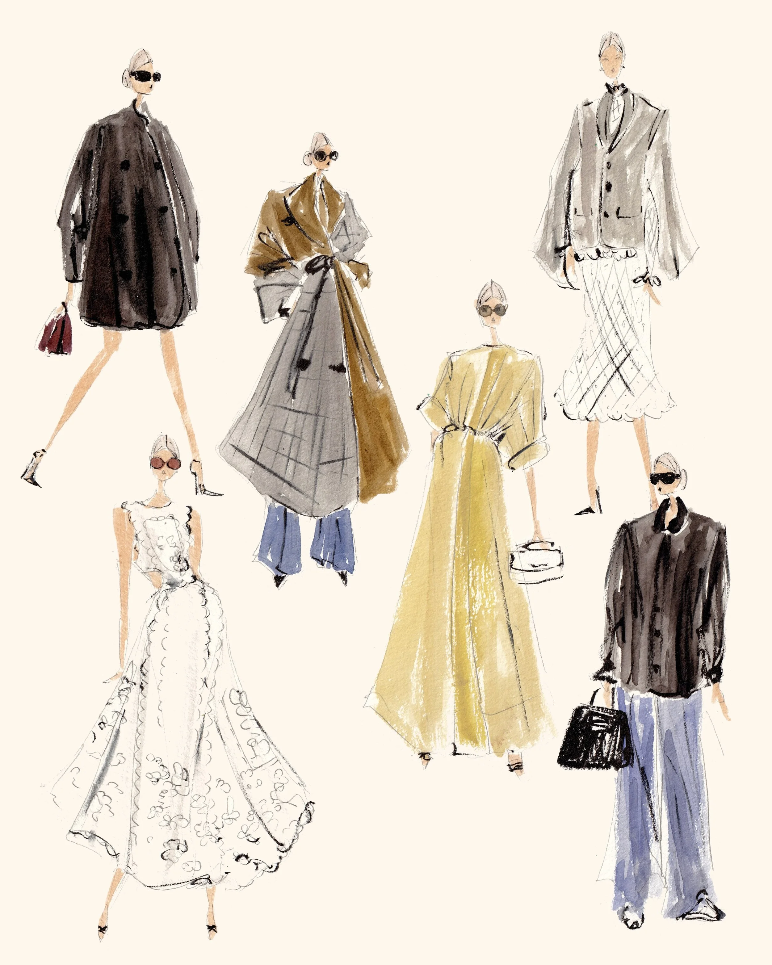 If I could borrow anyone&rsquo;s wardrobe for a day, it would be @kellyrutherford 🤎
Whose closet should I sketch next?