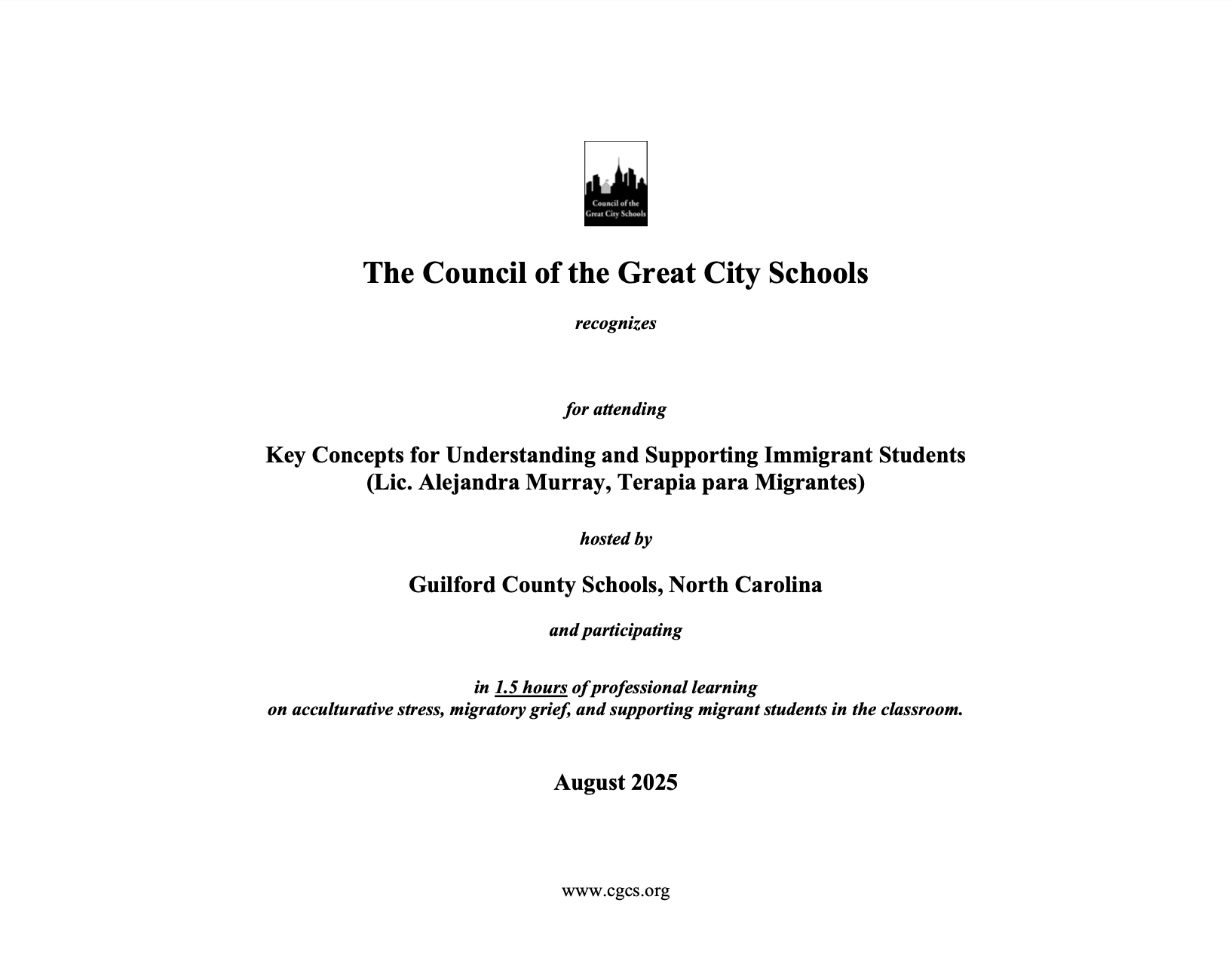 Certificate of attendance 2025