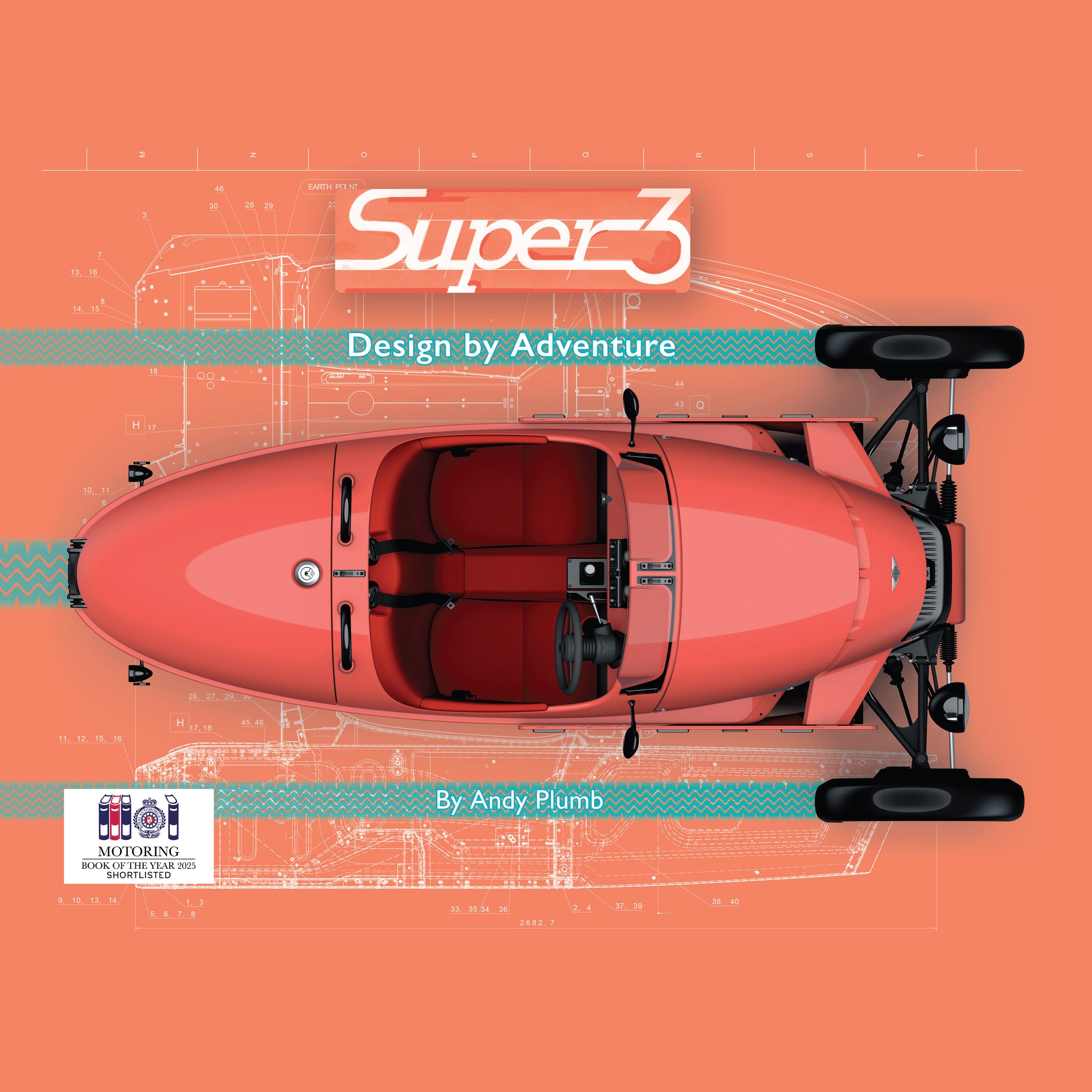 Front cover art showing top view of Morgan Super 3 design model