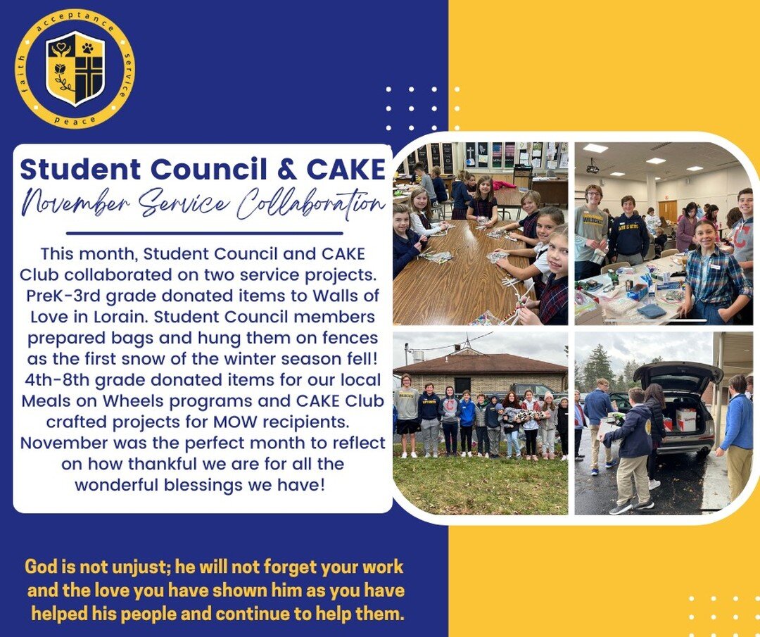 Our November collaboration with Student Council and CAKE Club did not disappoint. We were able to complete multiple service projects and even snuck in a collaboration with Youth Challenge when working in Lorain with Walls of Love. Looking forward to 