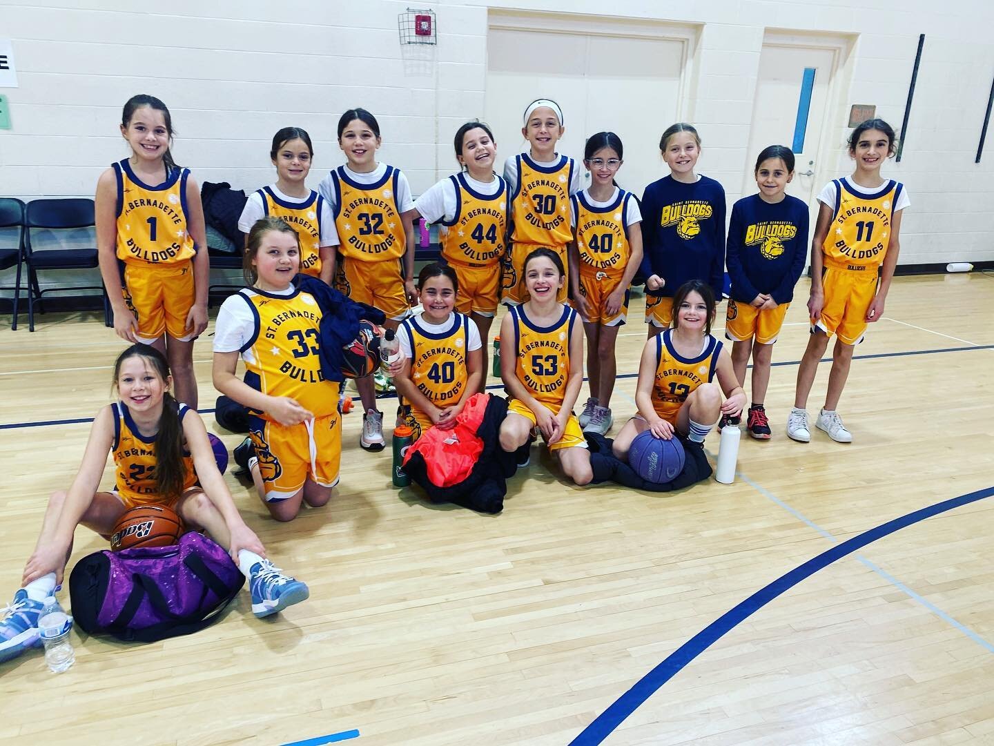 Victory Sunday for both fourth grade lady Bulldog teams!  Thanks to Mrs. Goodwin for stopping in to cheer them on!🏀👏🏼 #stbbulldogs