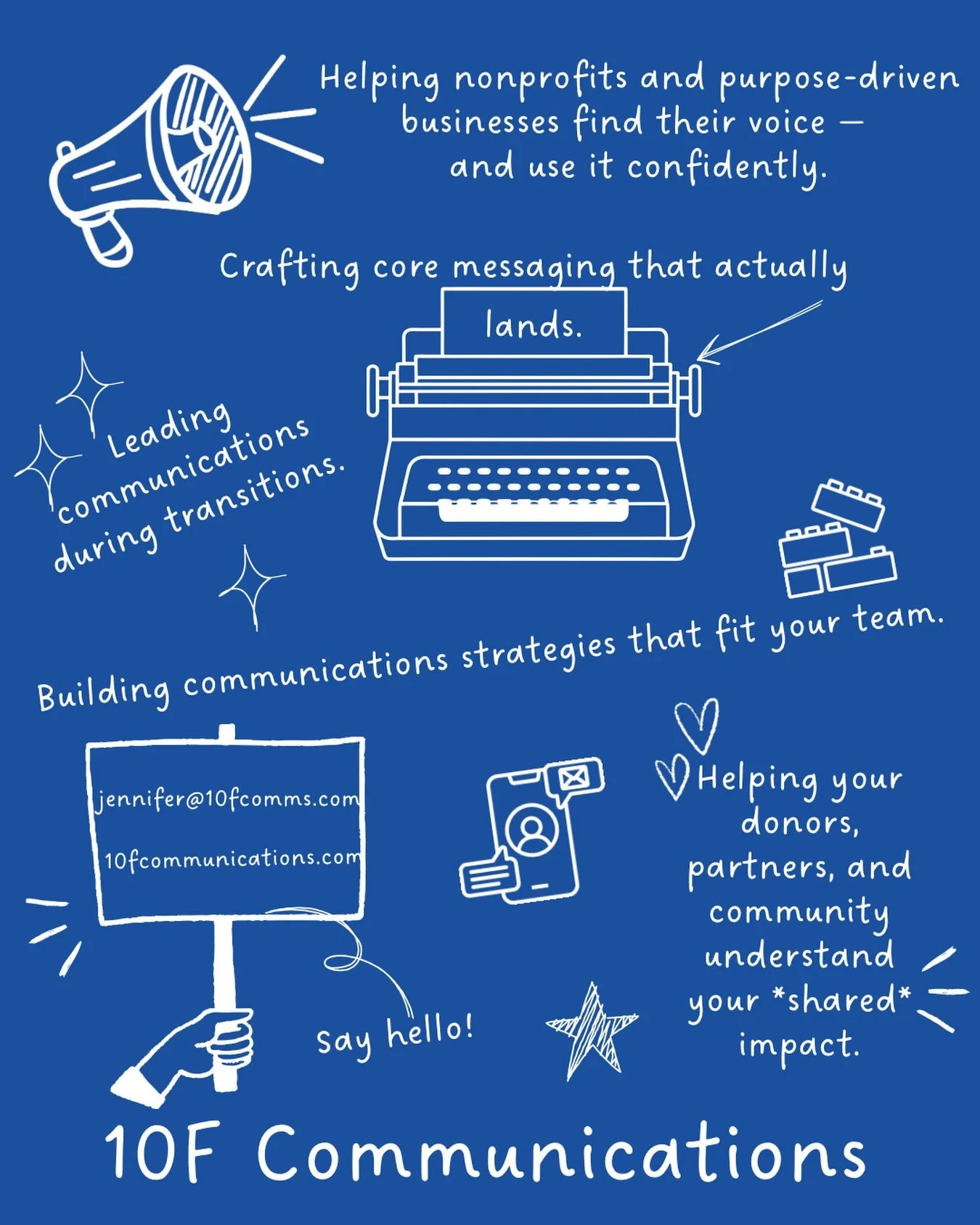 If your nonprofit or purpose-driven organization is ready to communicate with more clarity and confidence 10F Comms is here to help.

Say hello in the comments if this sounds like what you need!

#nonprofitmarketing #smallbiz #womenownedbusiness #soc