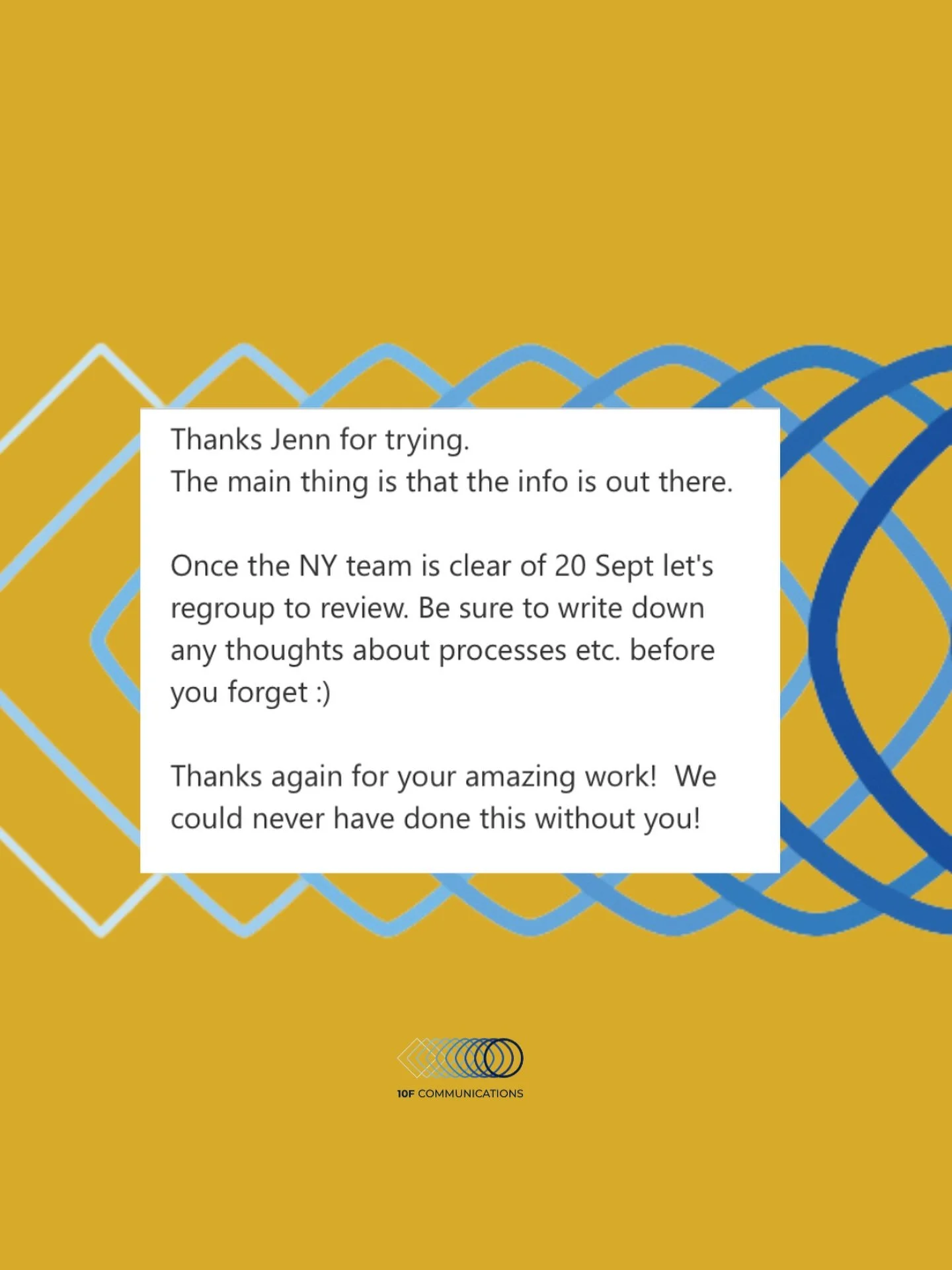 When the feeling&rsquo;s mutual🙏

Getting the right message out there and driving impact takes strategy and collaboration. I&rsquo;m so proud of what I&rsquo;m building with 10F Communications and every of client&rsquo;s dedication and hard work. 

