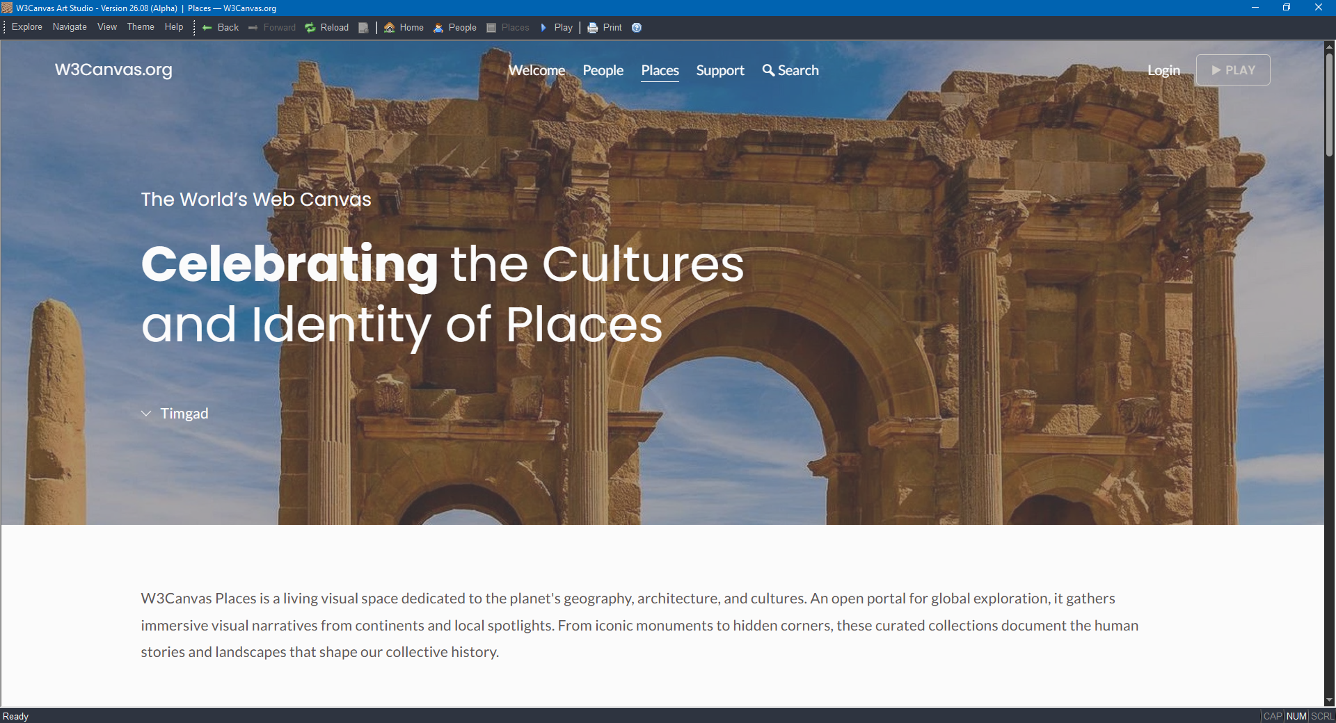 Places Page in Art Studio Browser