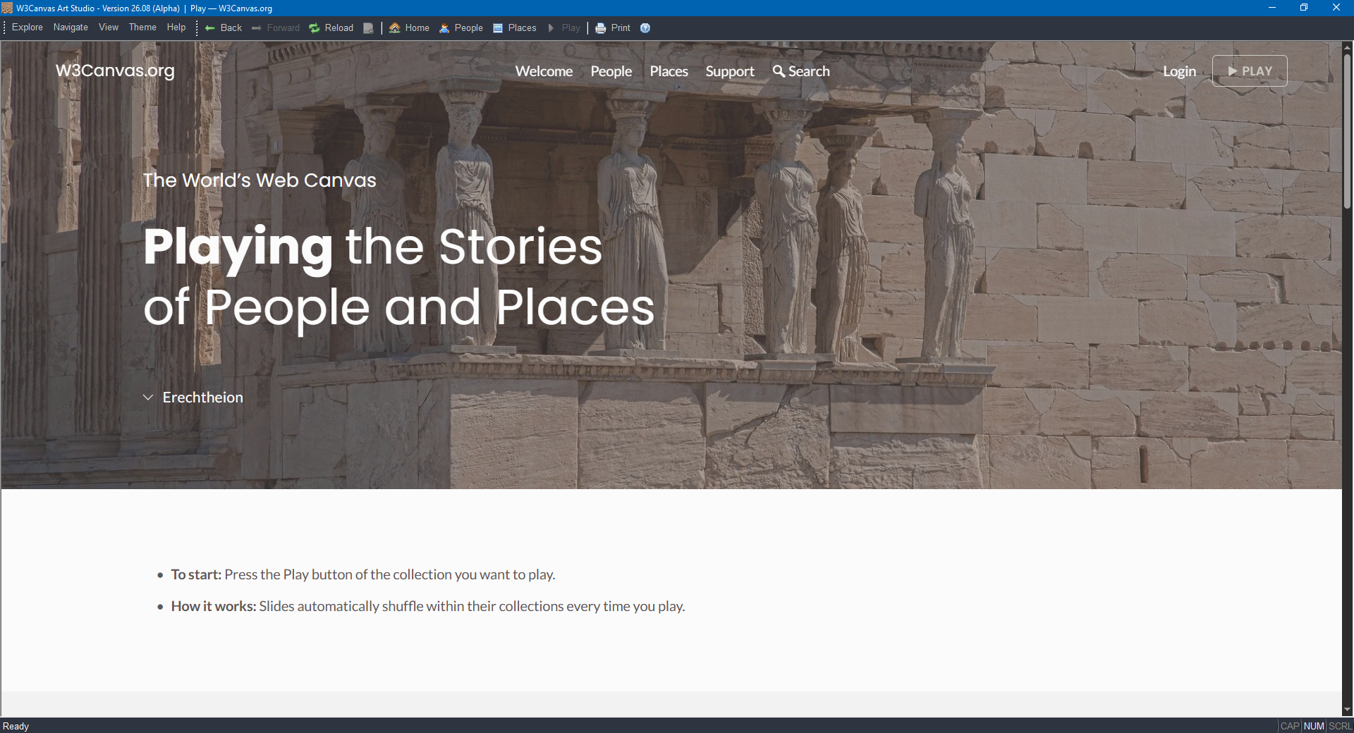 Play Page in Art Studio Browser