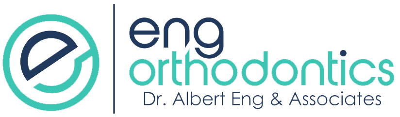 Logo for Eng Orthodontics featuring a stylized letter 'E' within a circle and the text 'eng orthodontics' next to it, along with 'Dr. Albert Eng & Associates' below.