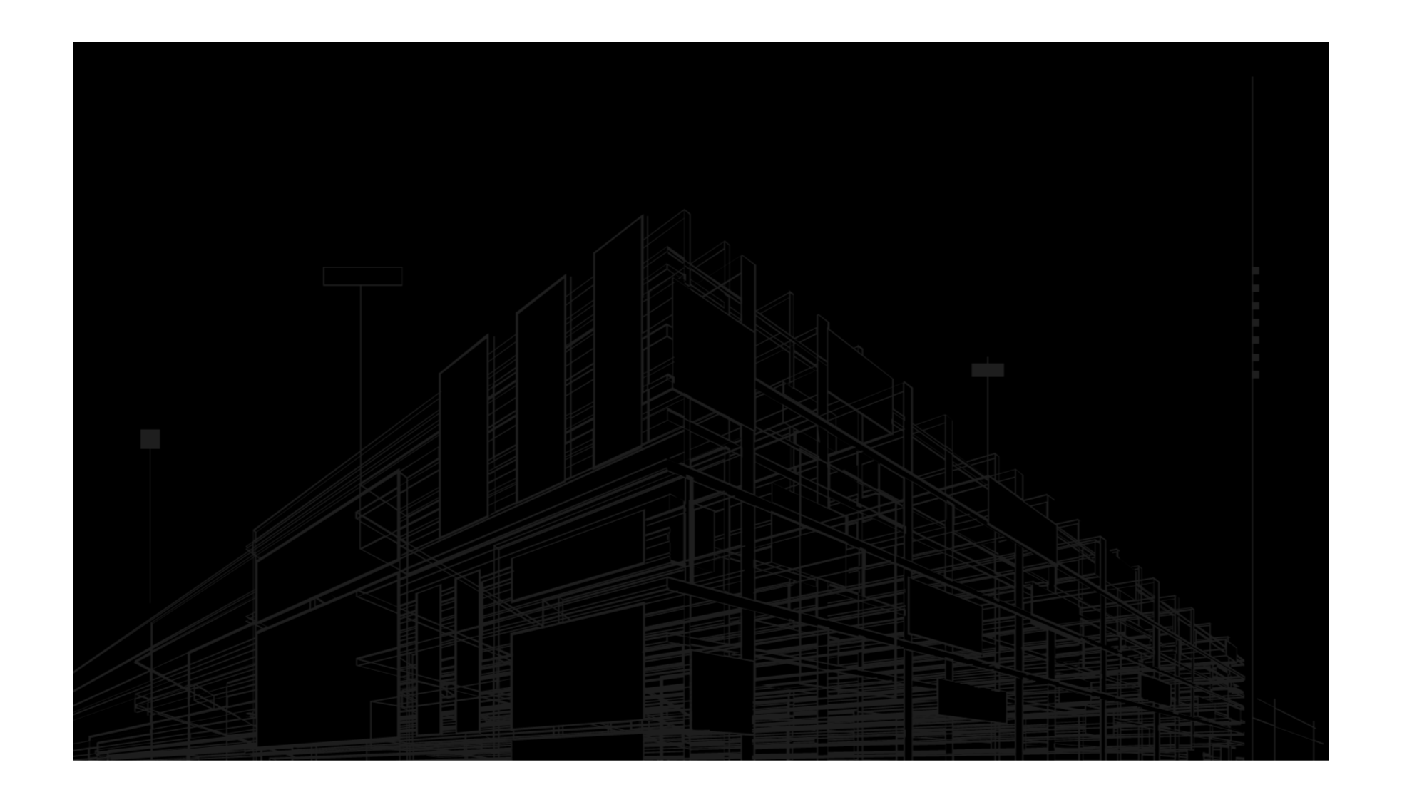 Architectural blueprint drawing of a modern multi-story building with detailed structural elements.