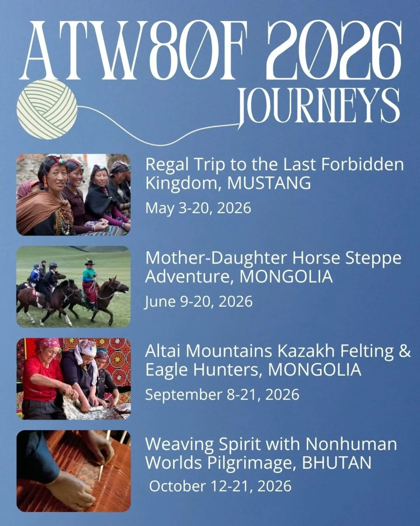 ATW80F 2026 Journeys invites you to experience living traditions, explore vibrant communities, and uncover the stories woven into every thread.

Find more information about each journey via the link in bio, or message us or comment below to learn mor