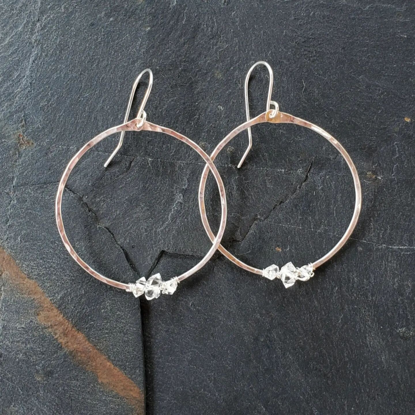 NEW!! Just added these silver hoops with little Herkimer diamonds to the website! Shop these hoops and more new arrivals at badaliacreations.com