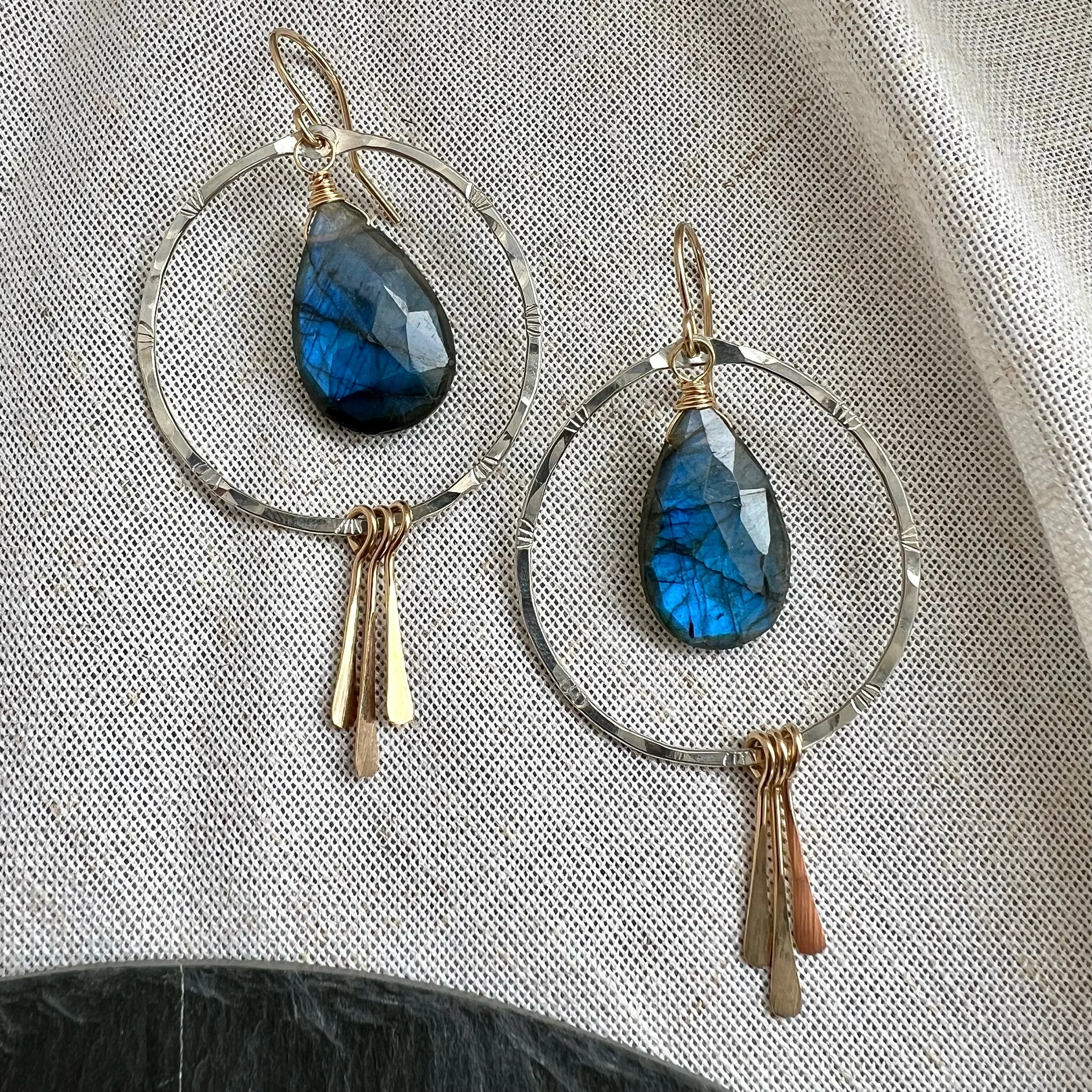 Labradorite Fringe Hoops LG