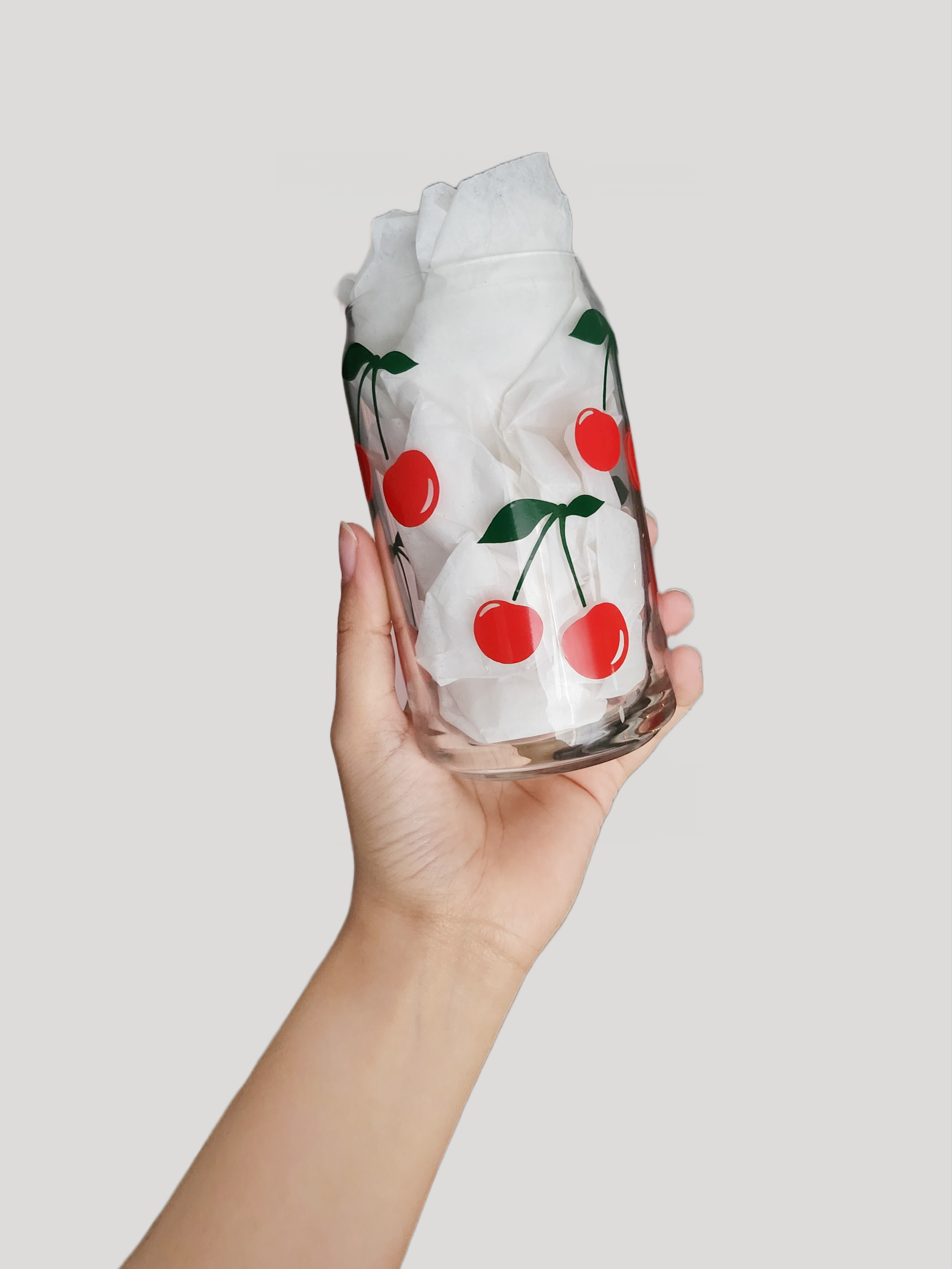 Red Cherry 16oz Glass Cup