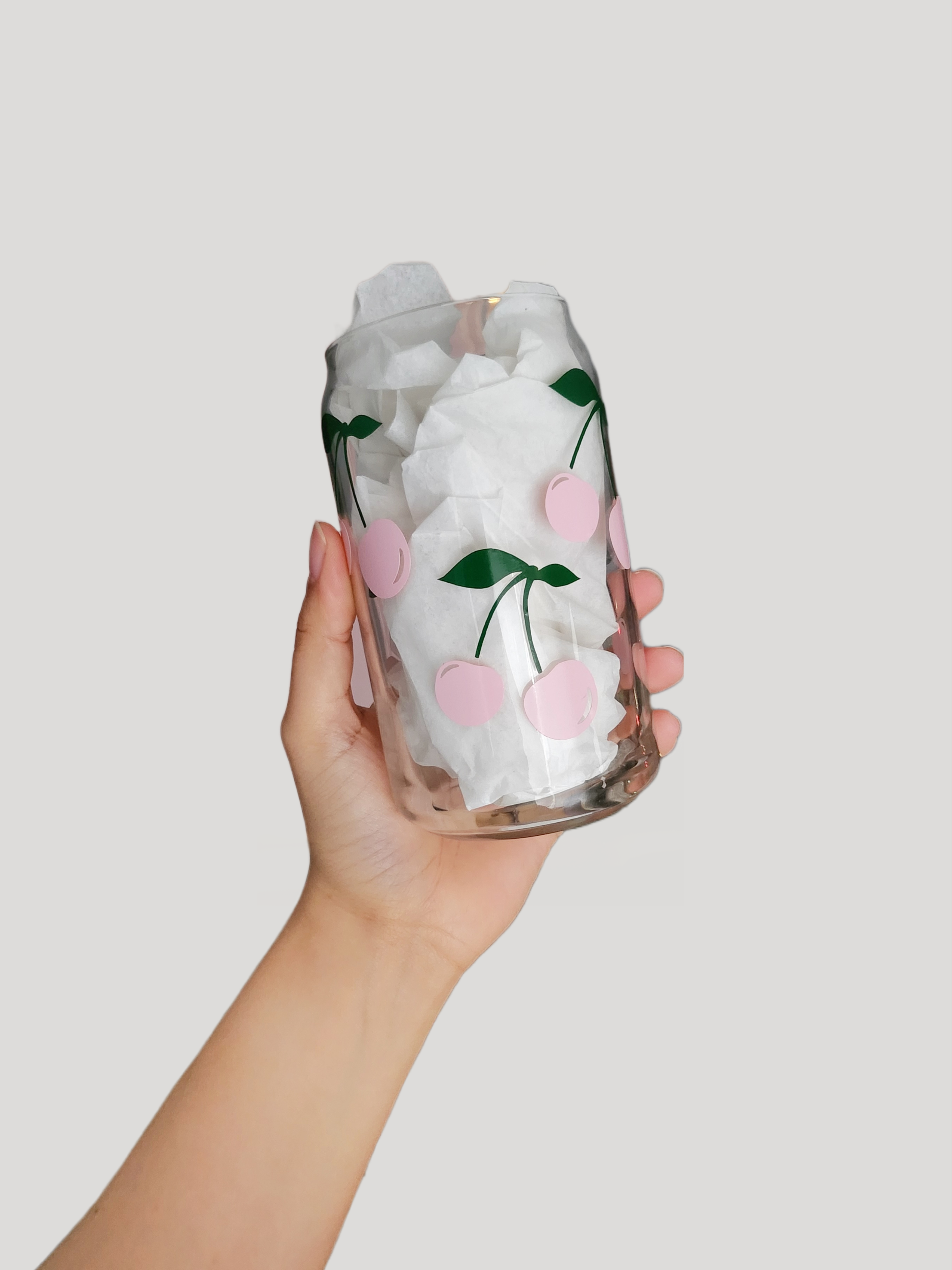 Pink Cherry 16oz Glass Cup