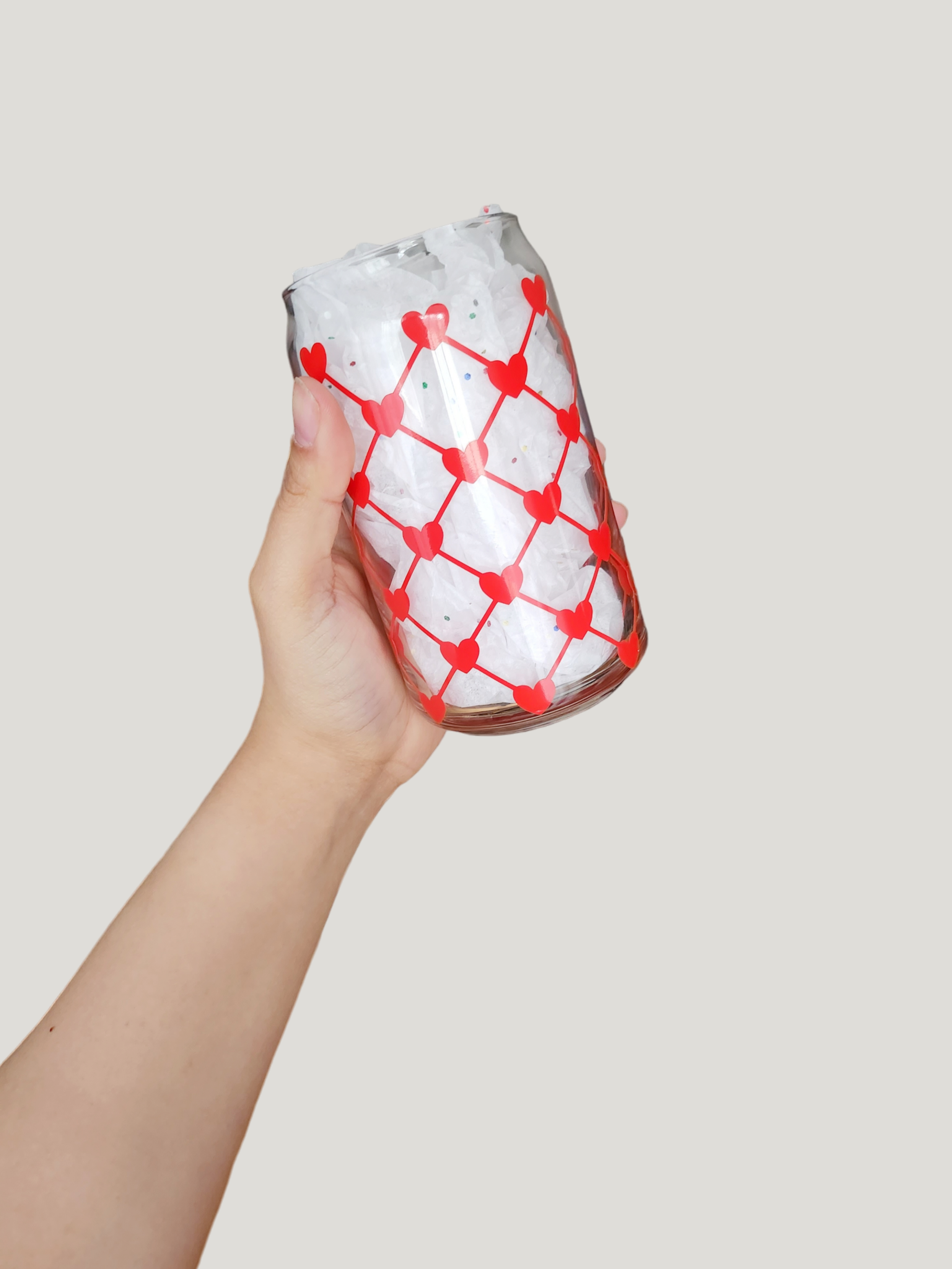 Heart Web 16oz Glass Cup