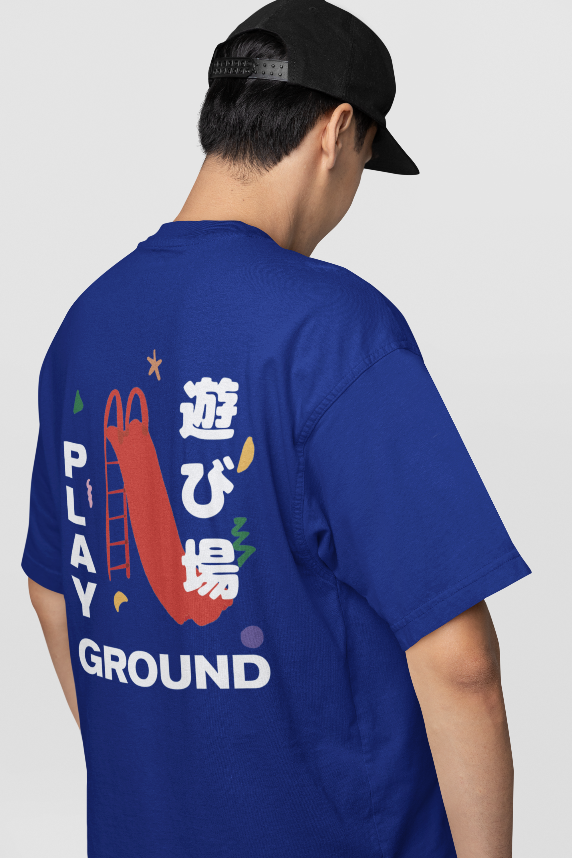 遊び場 Playground Unisex oversized-t-shirt-backview.png