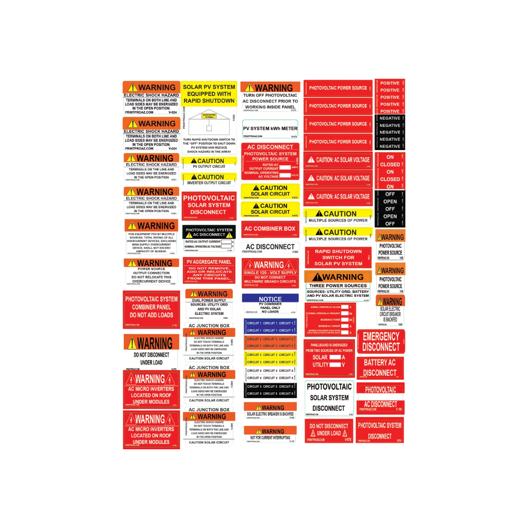 NEC Compliant PV Labels
