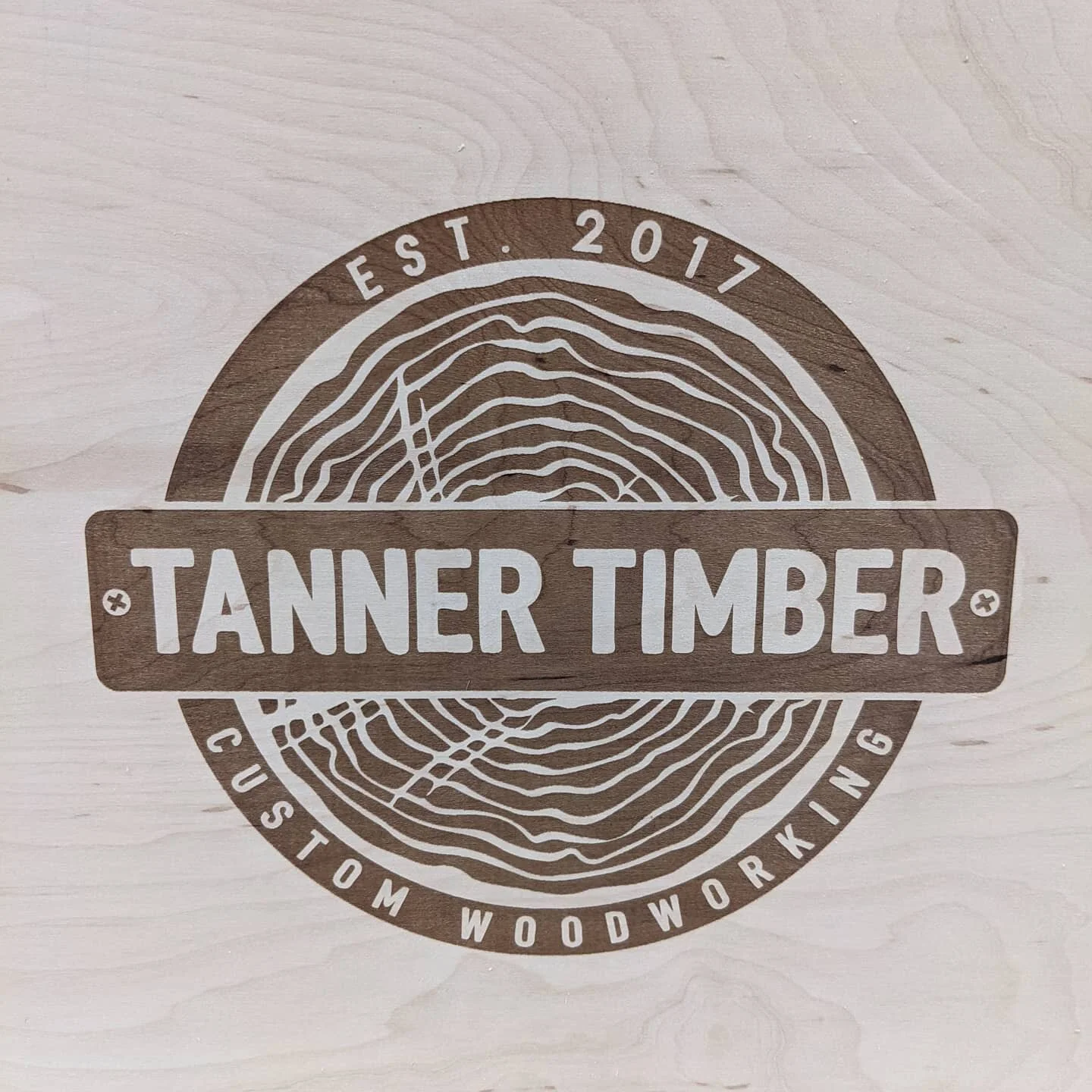 Playing around with the new logo we had made on the laser. This test piece turned out great. #burlesontxwoodworker #tannertimber #diy #customfurniture #builder #orturlaserengraver