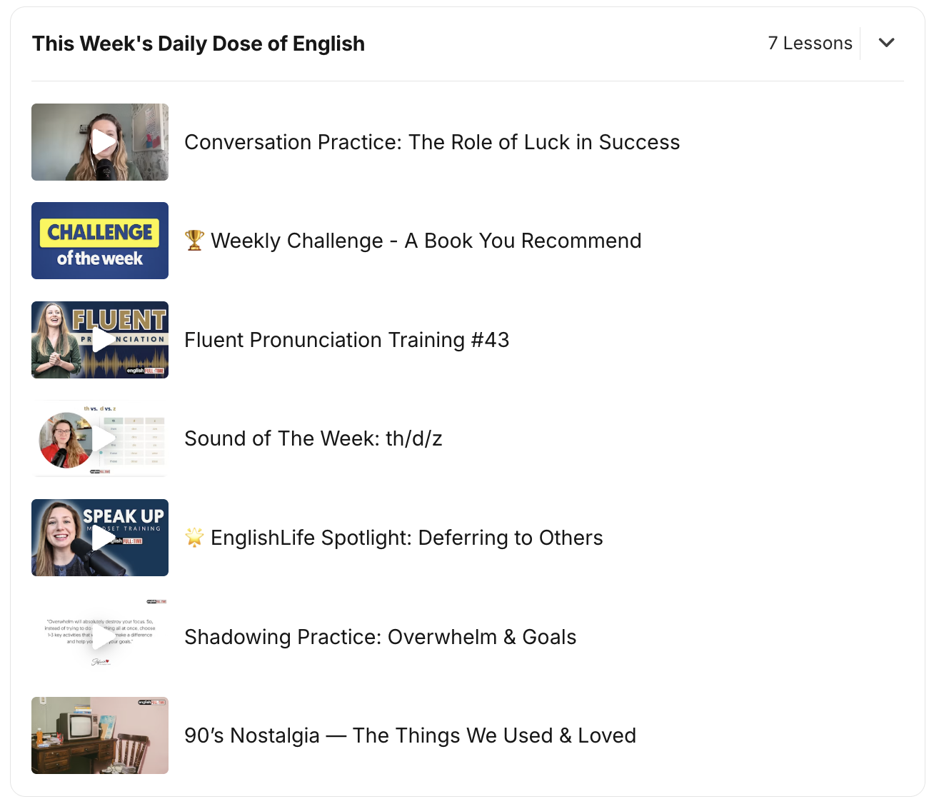 A typical week inside EnglishLife's Daily Dose of English