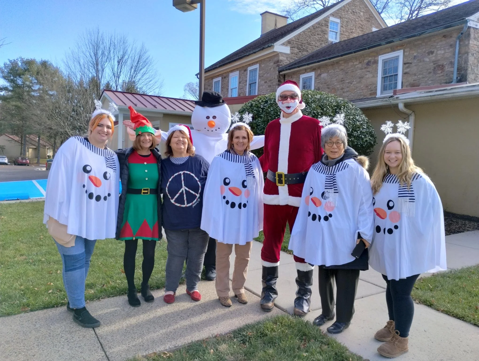 Friends Village residents celebrating community life at a senior living community in Newtown, PA
