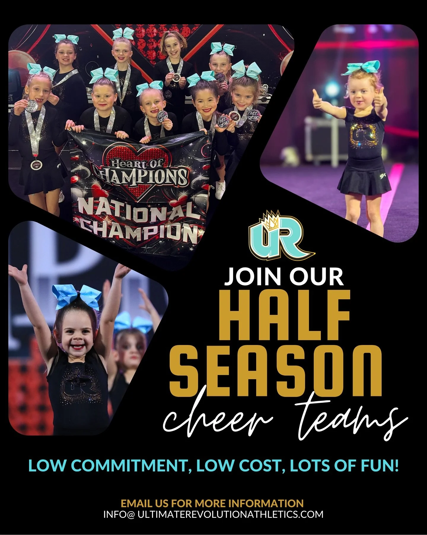 REGISTRATION OPENS TOMORROW 7/25๐๏ธโผ๏ธ
We are so excited to offer a variety of competitive and non competitive cheer teams for beginner athletes looking to dive into all star cheer!
These teams are a great introduction to competitive cheer for new a