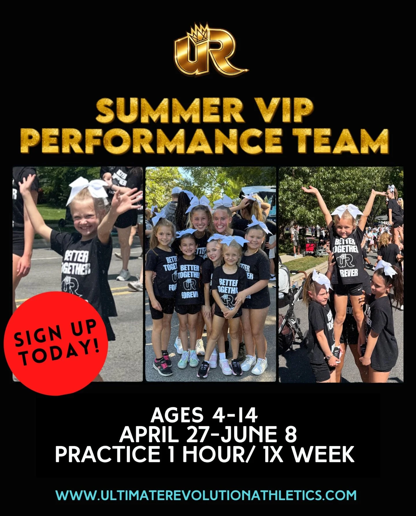 Don&rsquo;t miss out on Session 1 of Summer Performance Team!🩵
Learn the fundamentals of competitive cheer and perform in the CG Firemen&rsquo;s Festival Parade✨ 

Sign up TODAY: https://www.gomotionapp.com/team/wiura/page/class-registration?classId