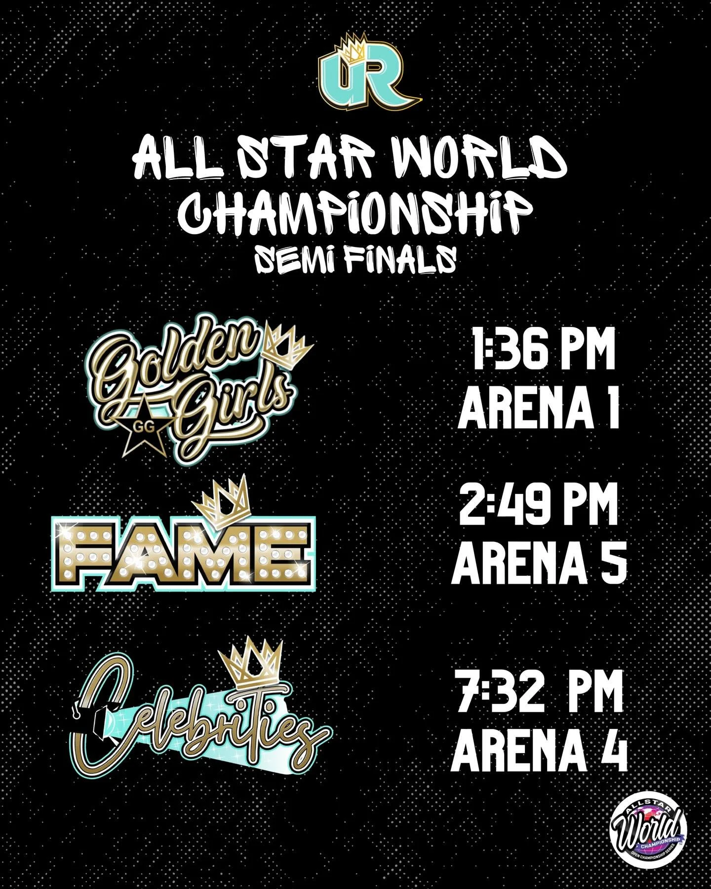 𝐇𝐀𝐏𝐏𝐘 𝐀𝐋𝐋 𝐒𝐓𝐀𝐑 𝐖𝐎𝐑𝐋𝐃𝐒 𝐃𝐀𝐘 𝟏🌎✨
We cant wait to to see FAME, CELEBRITIES, and GOLDEN GIRLS take the stage in Orlando, FL! ❤️💙💖🎉

Today&rsquo;s performance times are listed in EST. 

Tune in to the FREE live stream: https://www