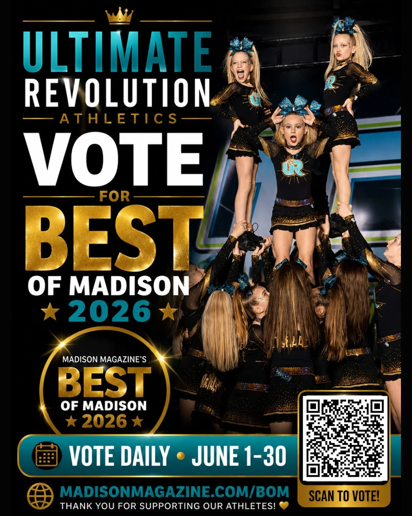 🏆 WE NEED YOUR VOTE! 🏆

Ultimate Revolution Athletics has been nominated for Madison Magazine&rsquo;s Best of Madison 2026, and we&rsquo;re honored to be recognized alongside so many amazing local businesses🫶🏻

If URA has impacted your athlete, y