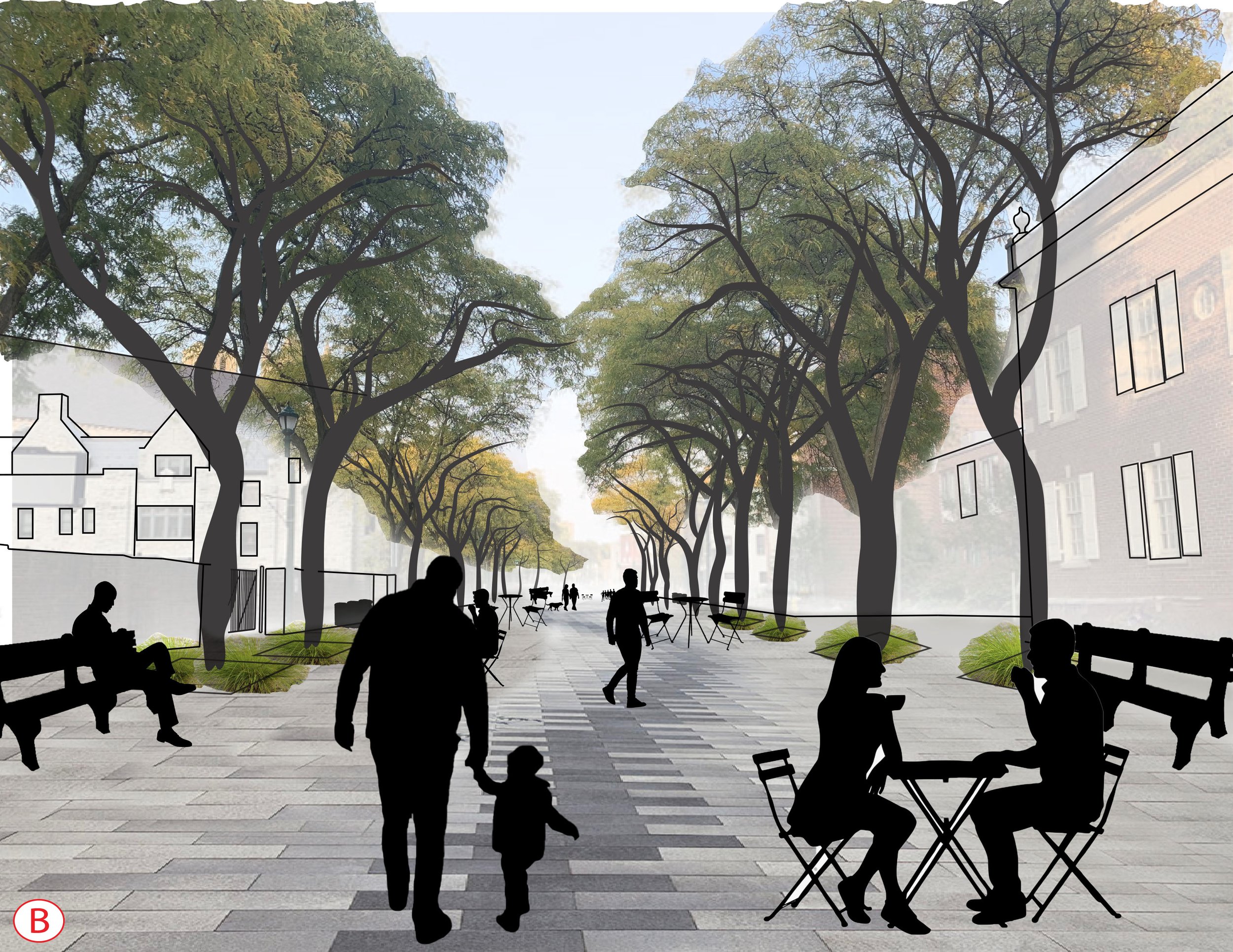 re-design of E. Onondaga St. as a pedestrian street