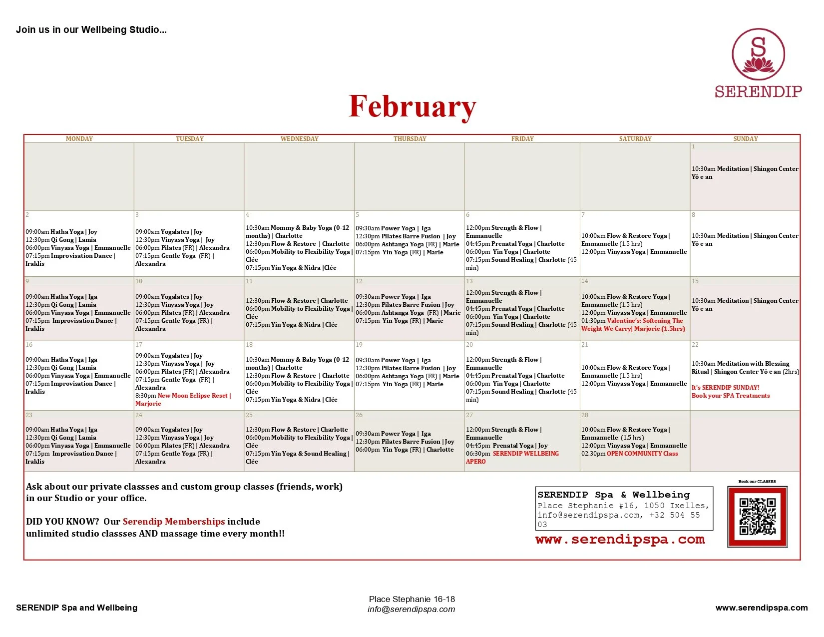 February Studio Calendar