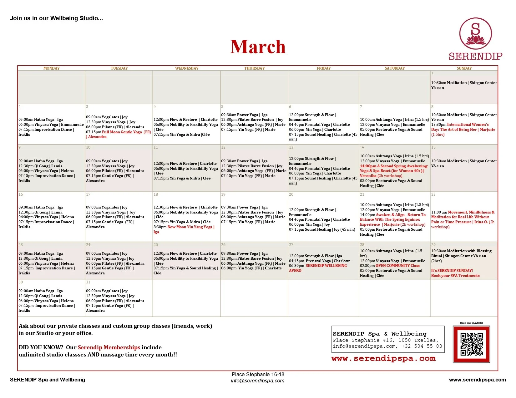 March Studio Calendar