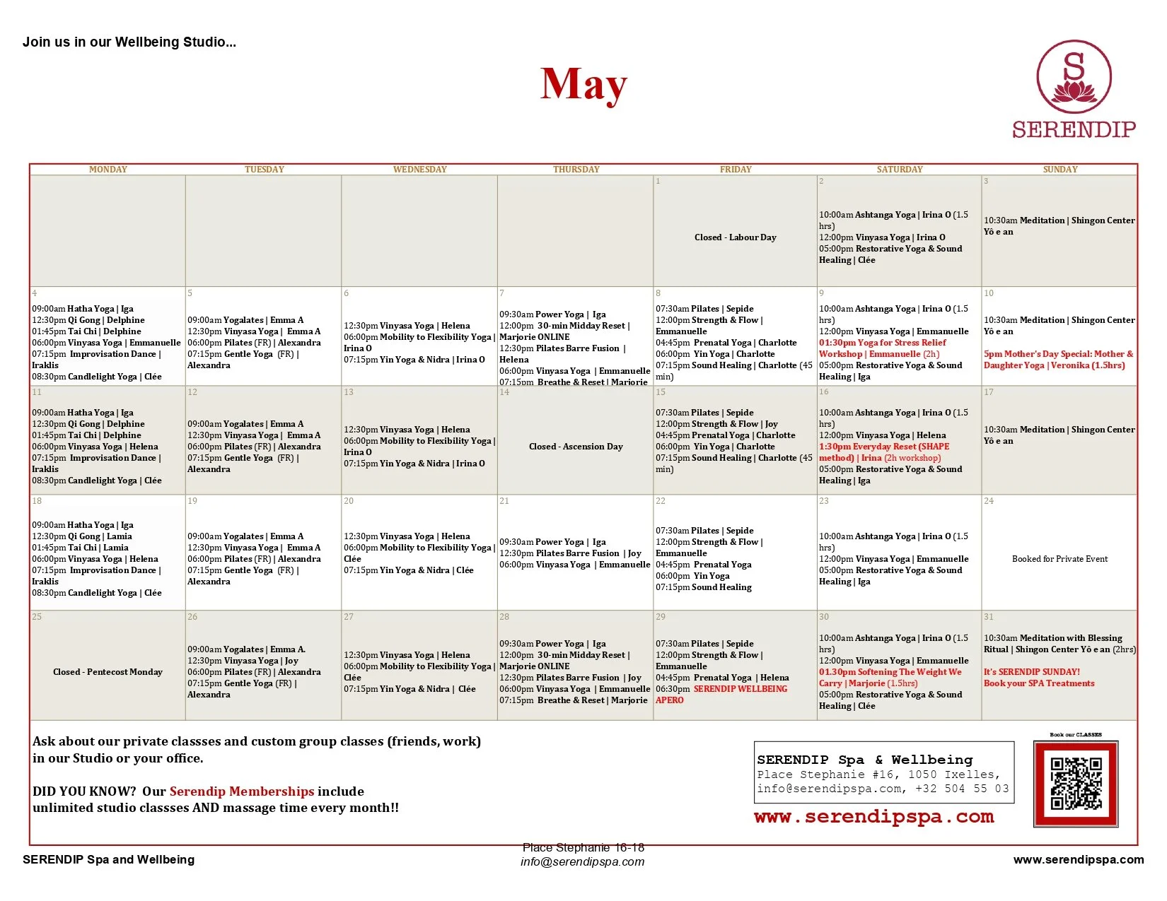 May Studio Calendar