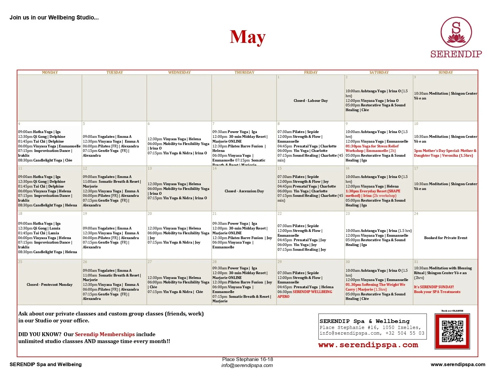 May Studio Calendar