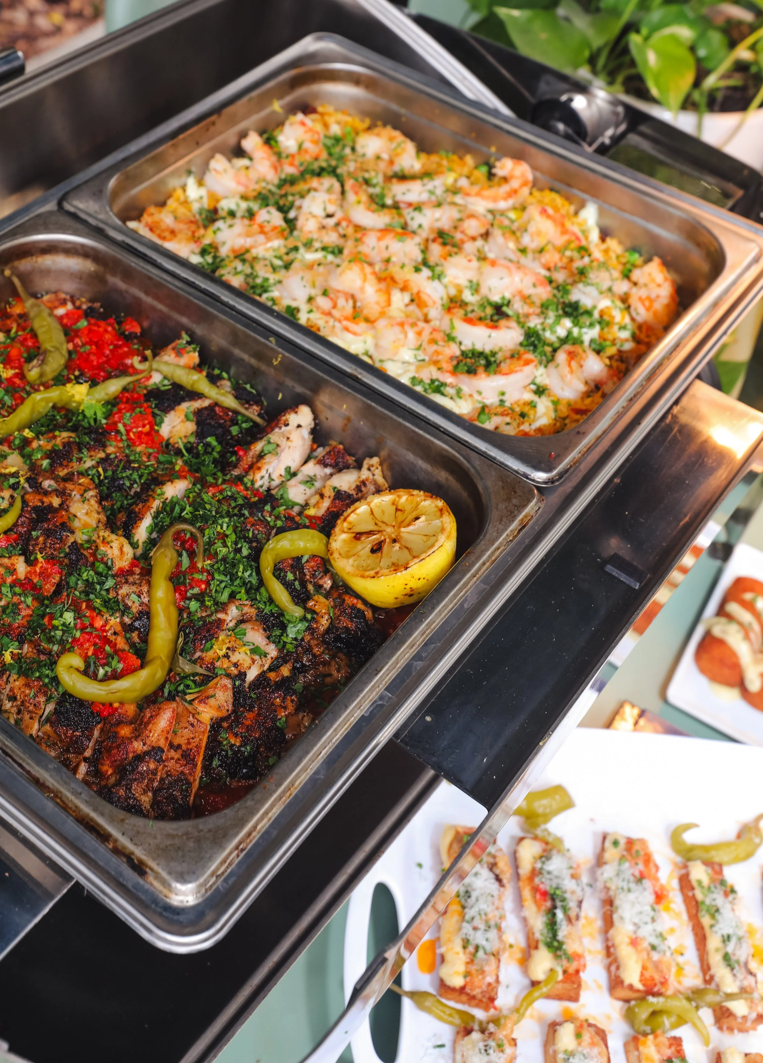 Catering platter of chicken and rice