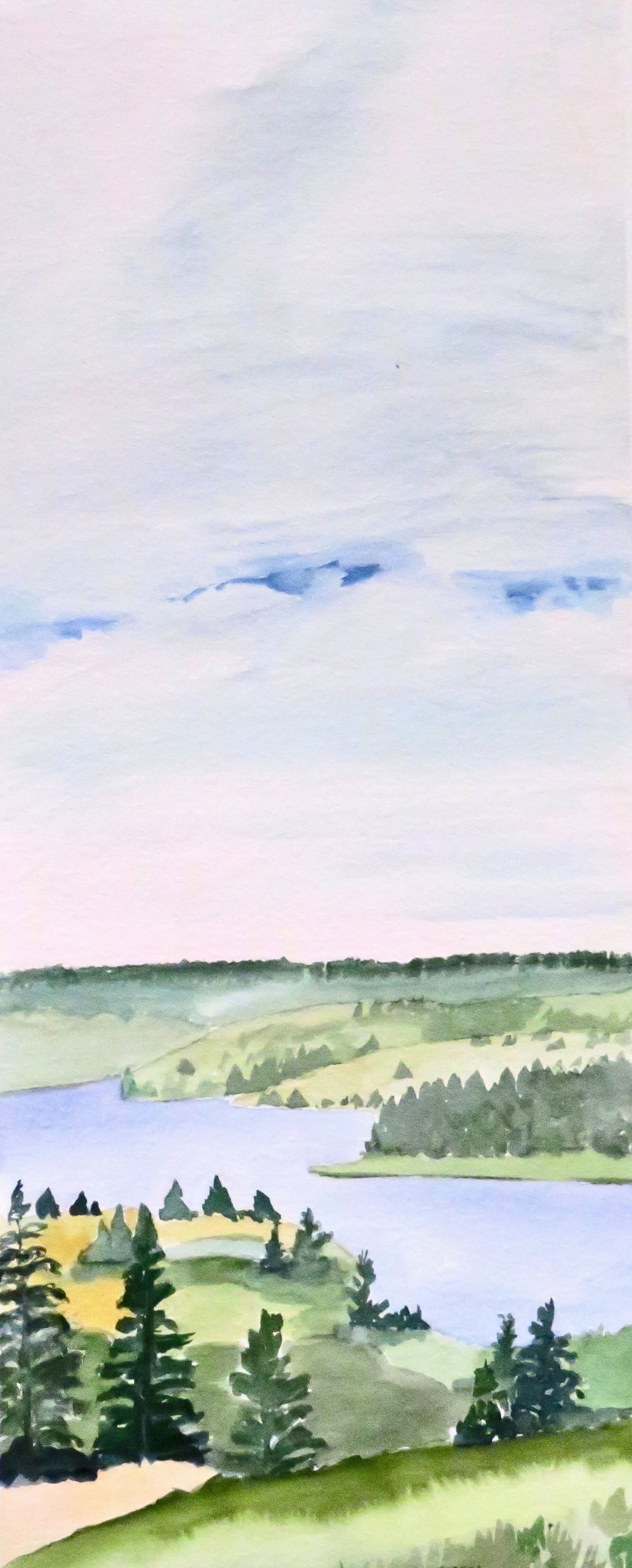 DARLING LAKE, CLOUDY
21  1/4" h x 8 3/4" w; watercolor; 2025