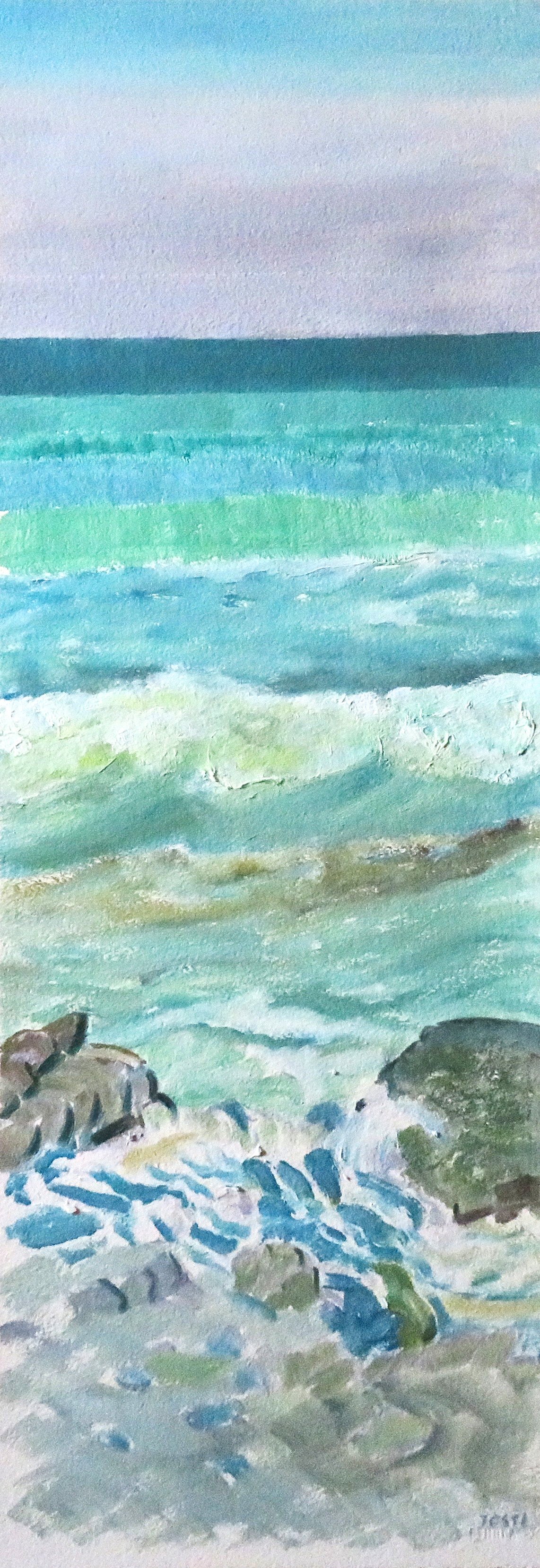 BREAKERS
29" h x 10" w; oil on gessoed paper; 2024