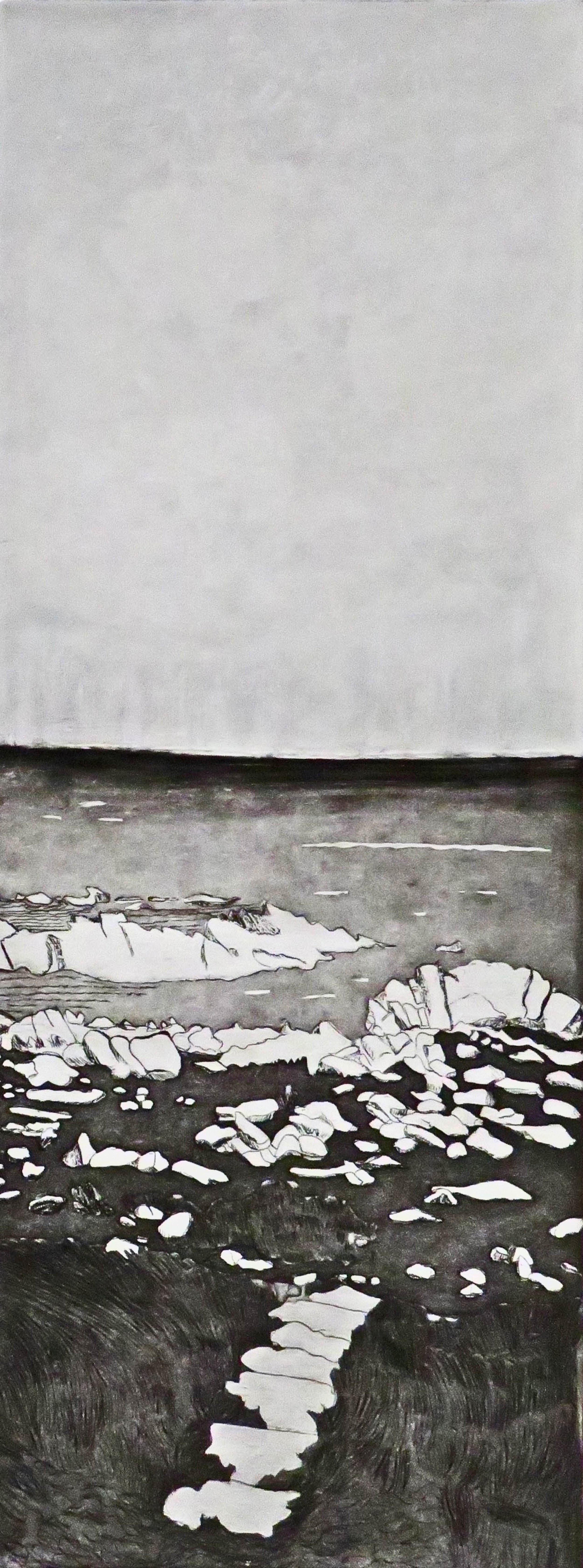 STEPS AT SHORT BEACH
23 1/2" h x 9" w; etching with white ground; 2025