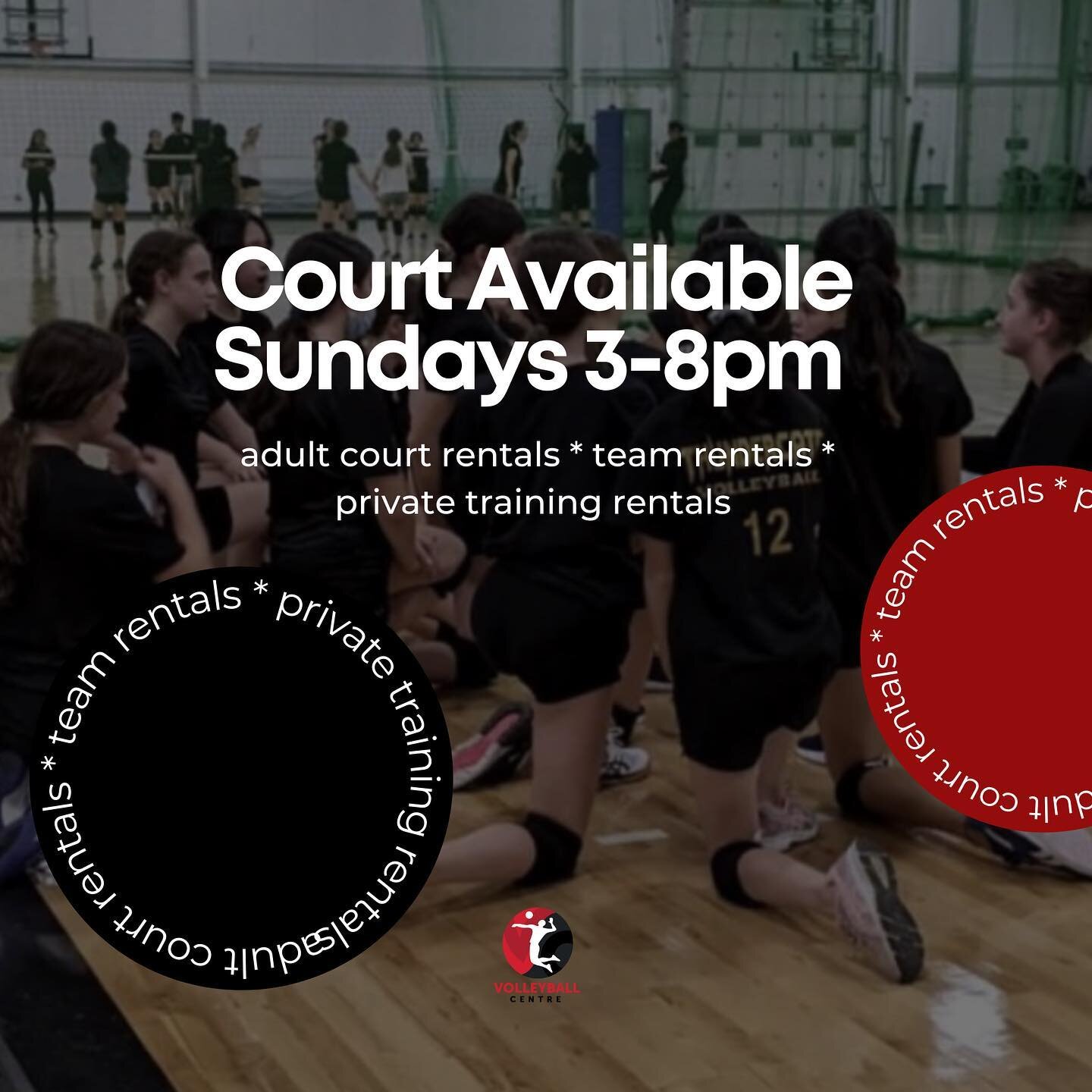 We&rsquo;ve got court available Sundays from at 3-8pm. 

🎟We normally book quick so be sure to snag some space! 

#courtspace #adultrentals #adultsports @ova_updates #provincials #ontariovolleyball #preprovincials