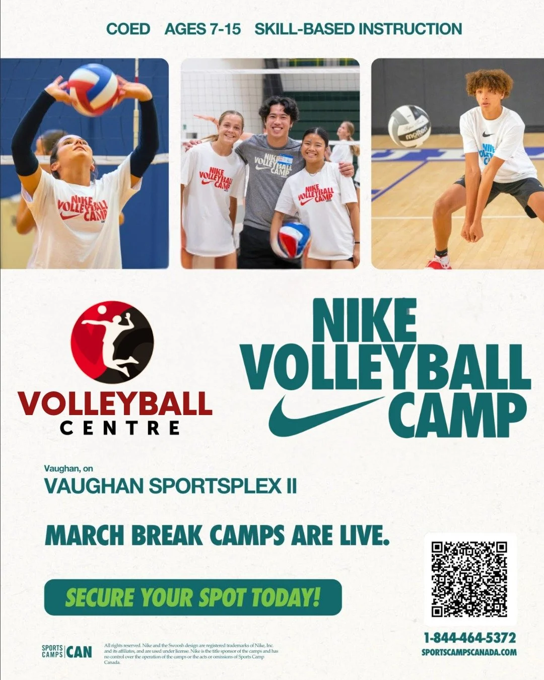 🏐🔥 March Break Just Got Better!

The Nike Volleyball Camp &ndash; March Break 2026 is coming to Vaughan Sportsplex II in collaboration with Volleyball Centre!

Train with experienced coaches, sharpen your fundamentals, build confidence, and elevate
