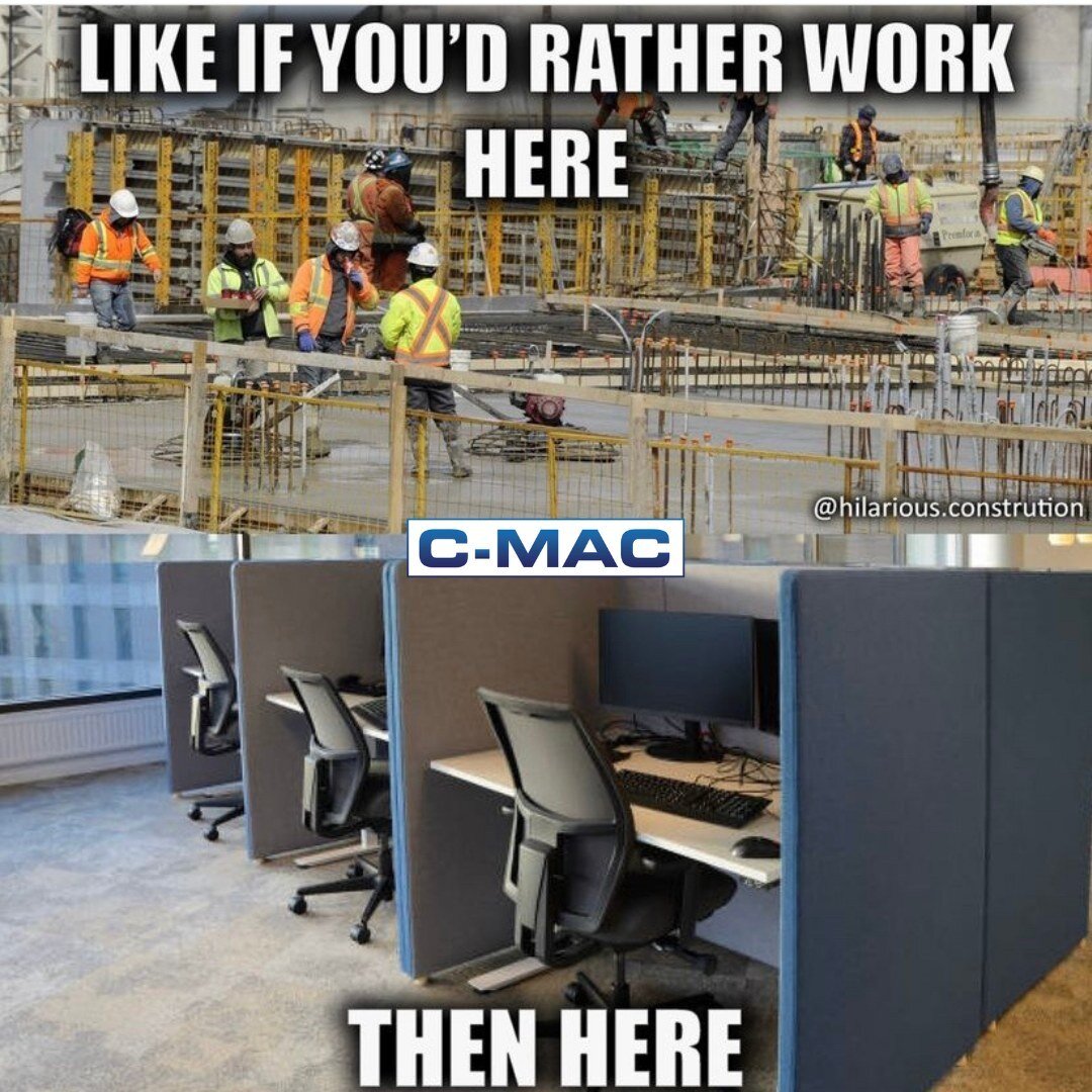 Working on the field is way more interactive and rewarding than sitting at a desk all day. Come work at CMAC and you&rsquo;ll never look back at the office again!

#CMACservices #generalcontracting #constructionmeme