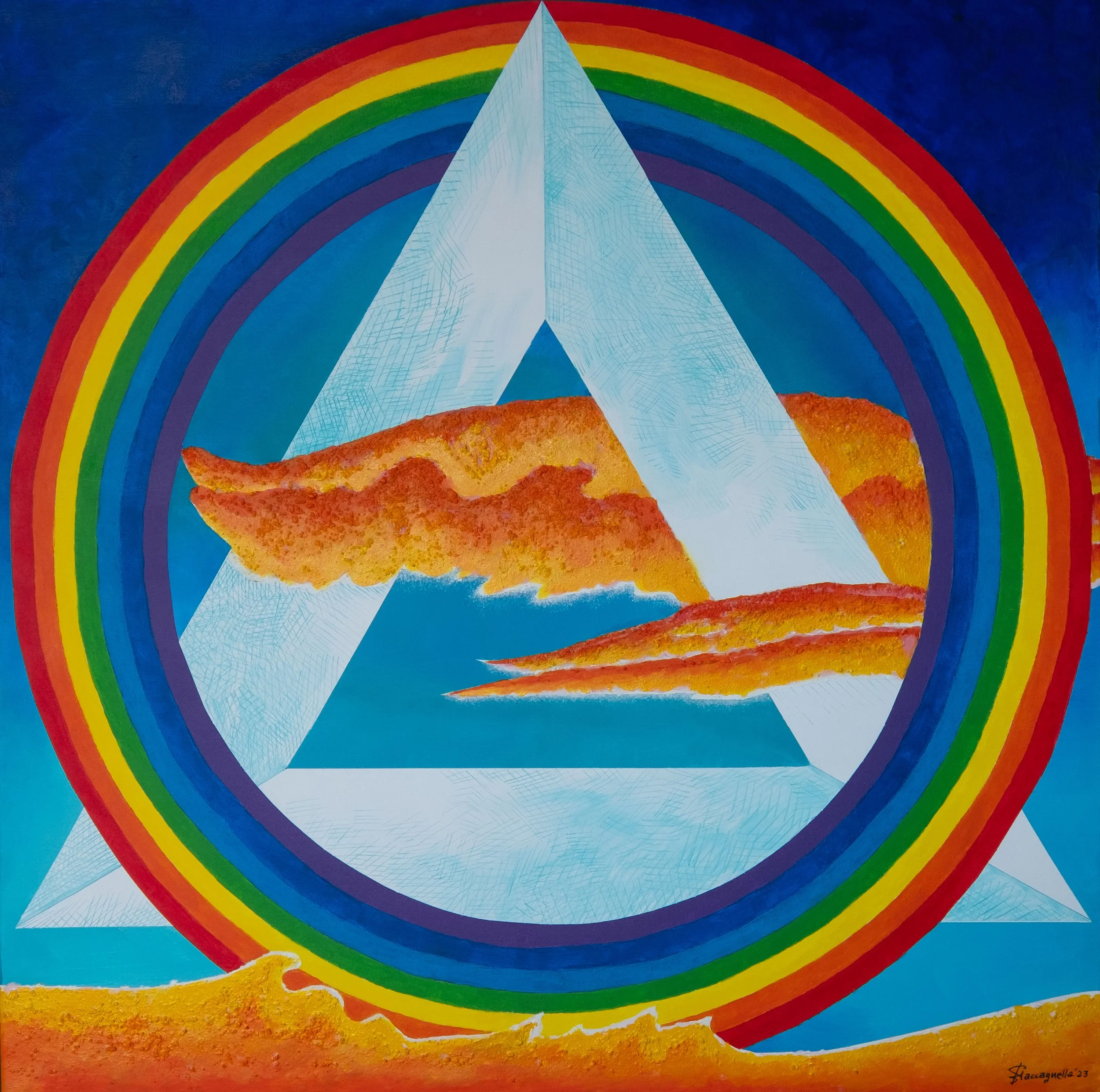 Cerchiobaleno - Acrilico e resina su tela - cm70x70 - 2023 - collezione Conservatorio di Musica C. Pollini - Padova 