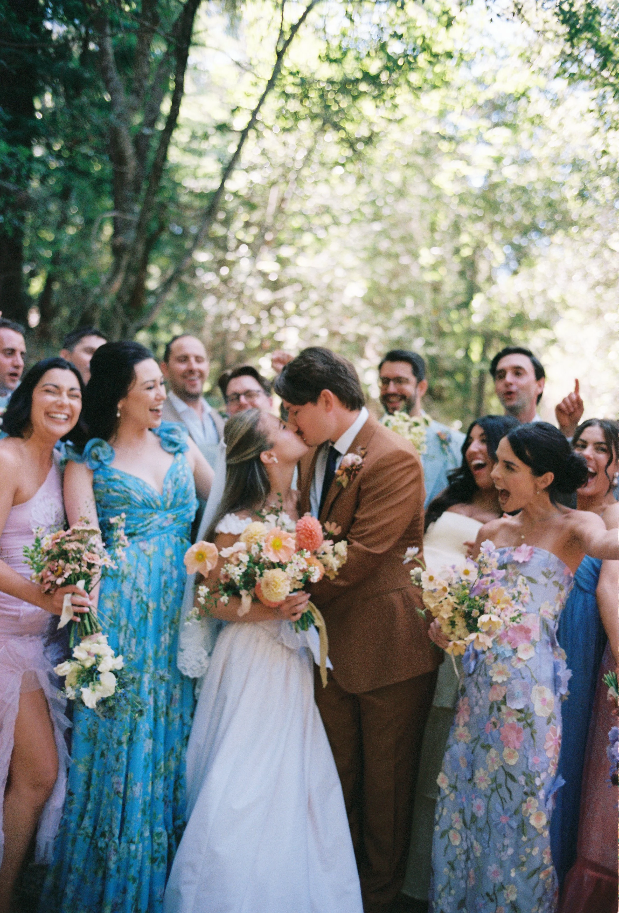 Bride and Groom with bridal party in Big Sur