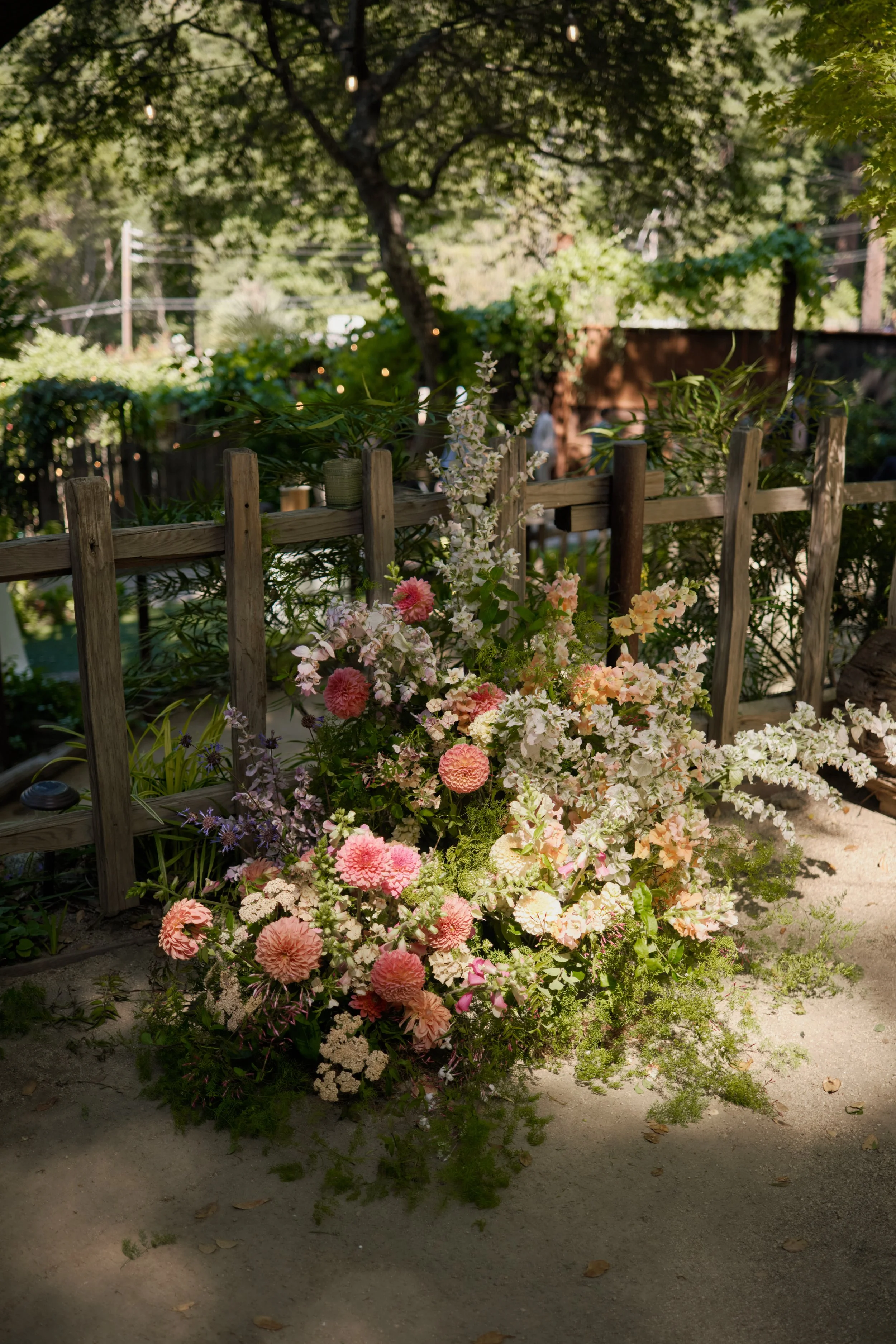 close up of local Santa Cruz blooms for ceremony altar 